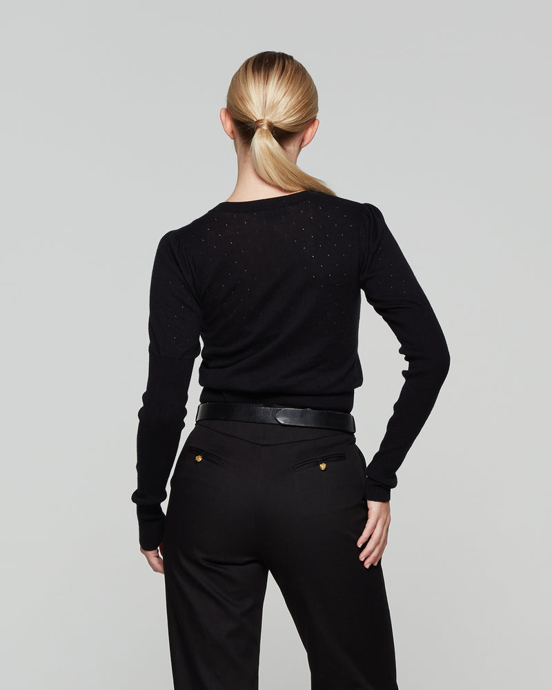 Pointelle Fitted Jumper - Black picture #4