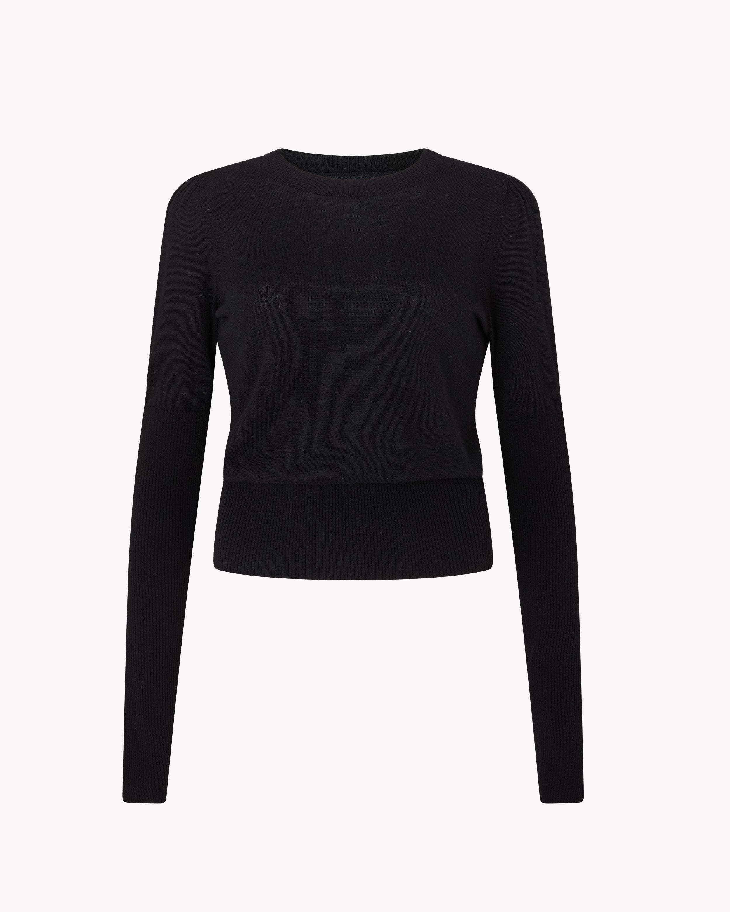 Serena Bute London Pointelle Fitted Jumper Black for Women Ladies