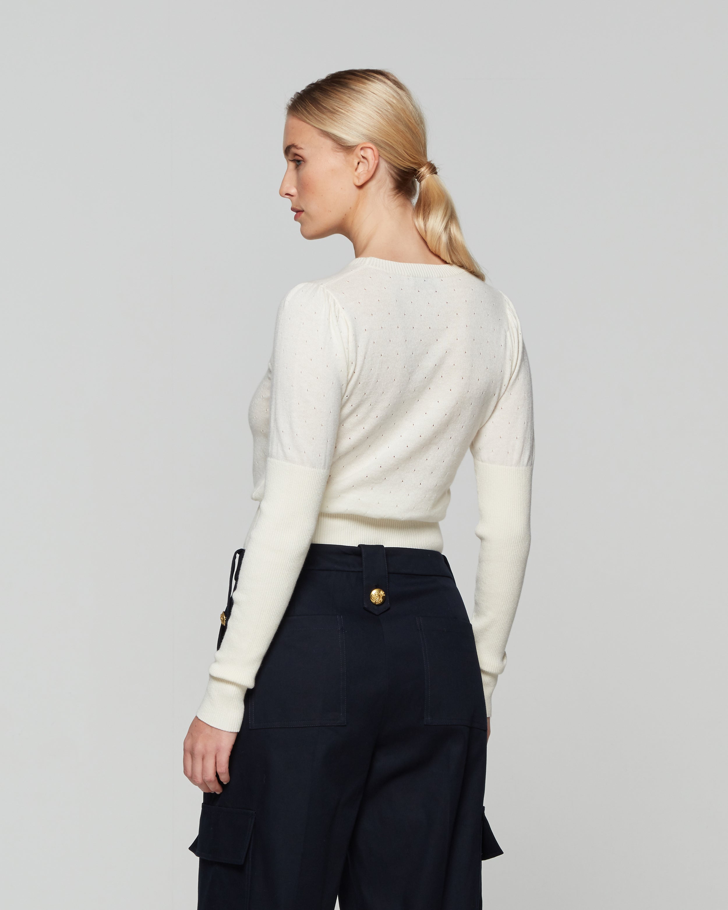 Pointelle Fitted Jumper - Cream