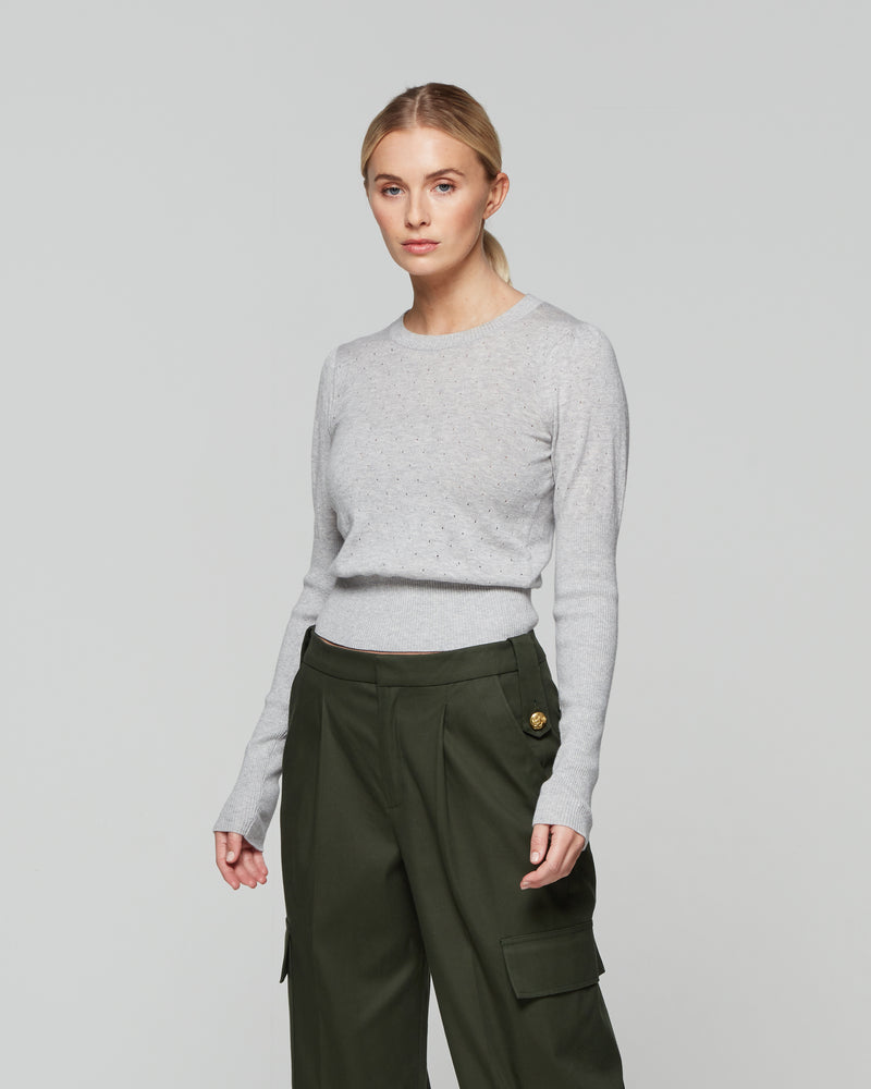 Pointelle Fitted Jumper - Grey picture #3