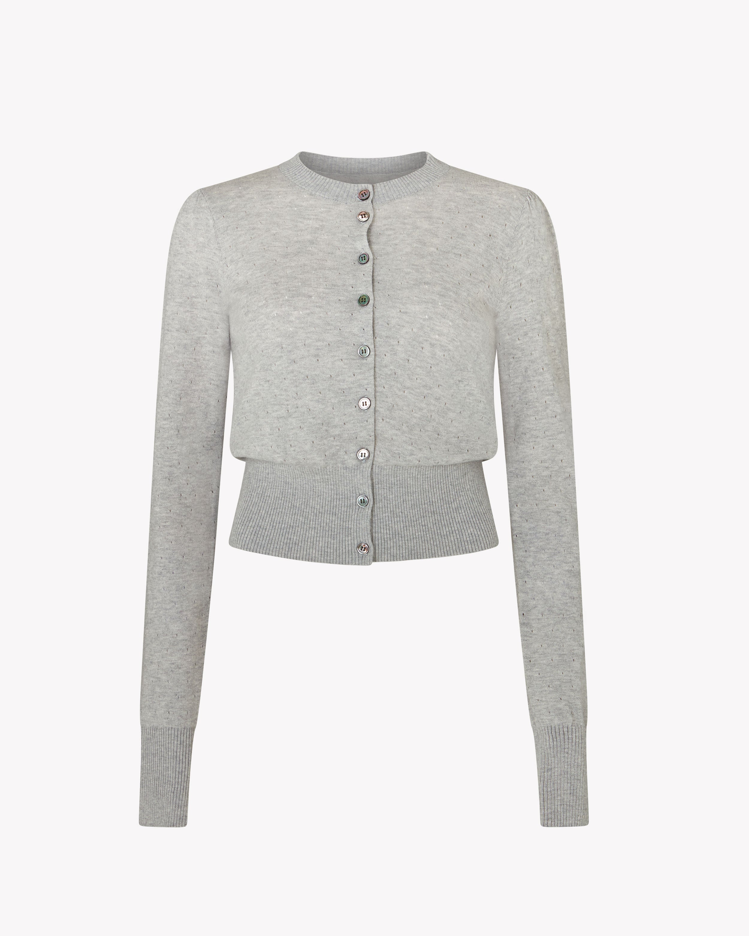 Pointelle Cardigan - Grey