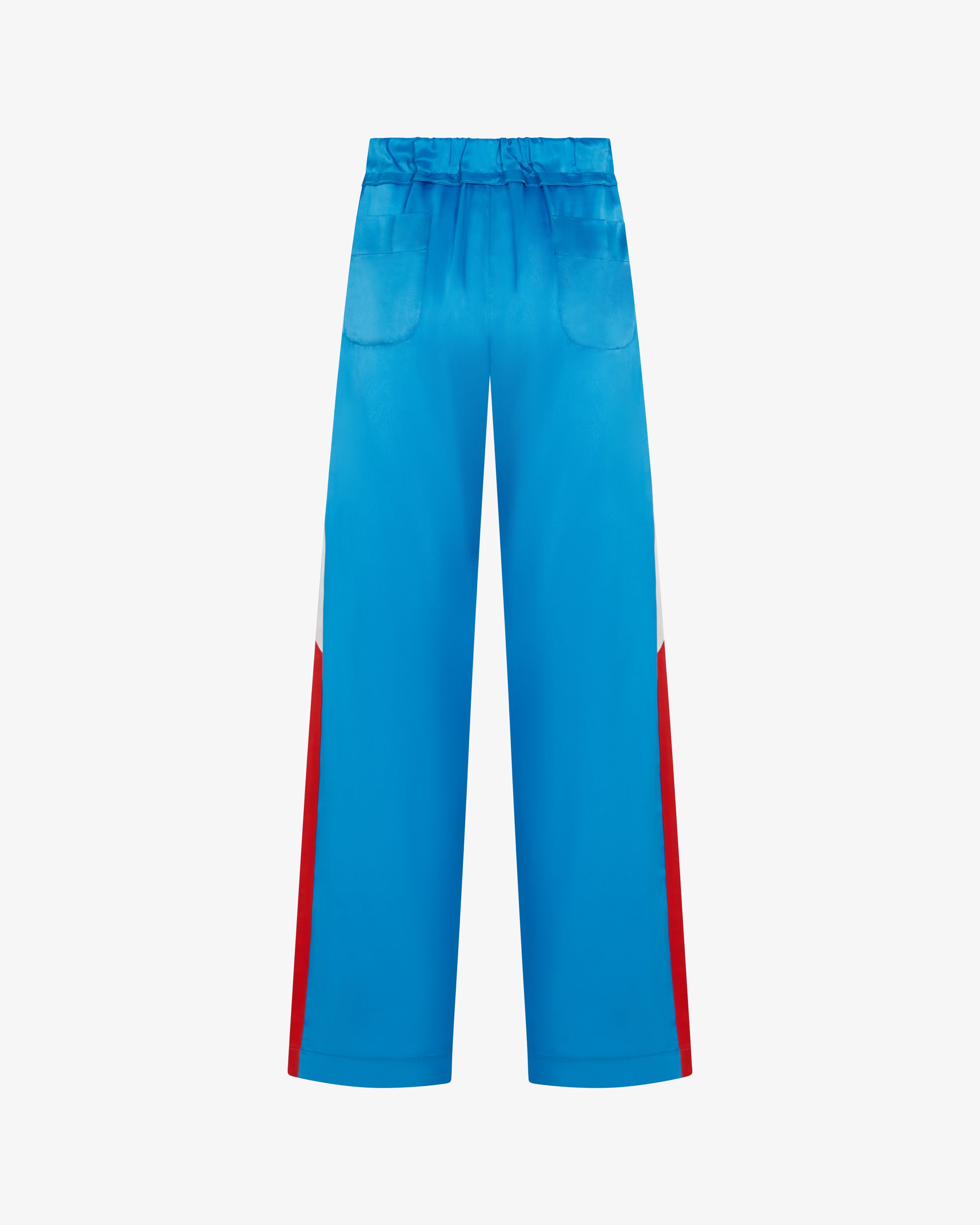 Satin Racer Boyfriend Trouser - Retro Blue