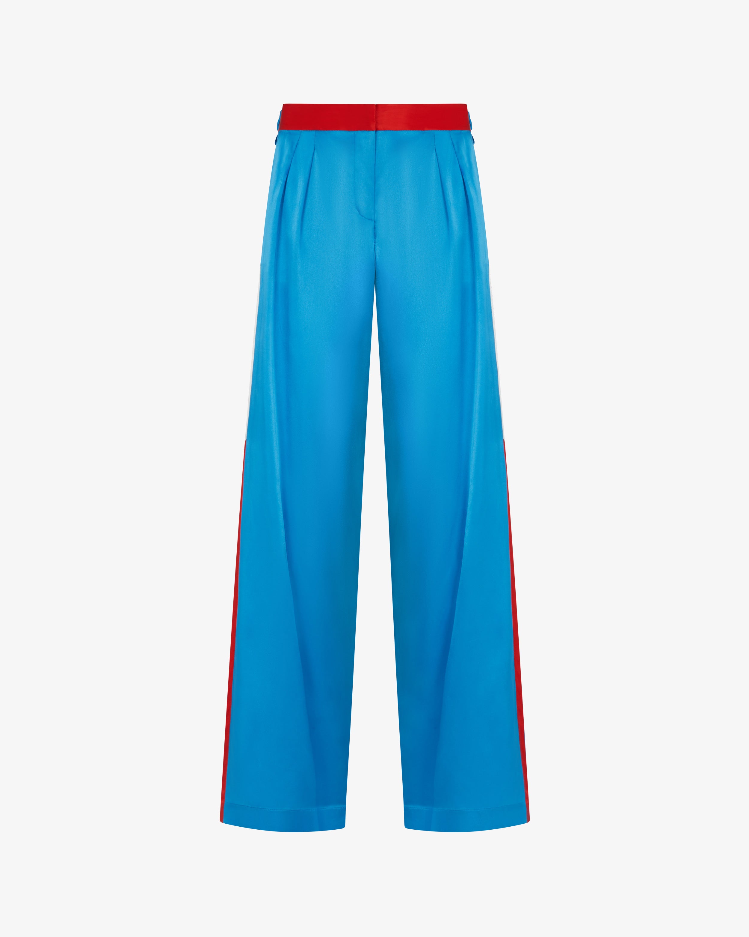 Satin Racer Boyfriend Trouser - Retro Blue