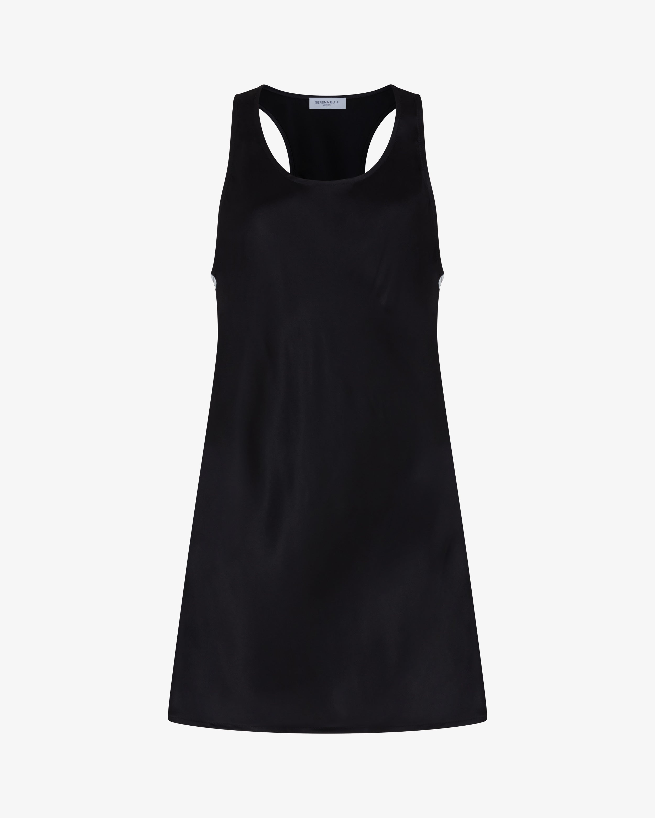 Satin Racer Mini Tank Dress - Black