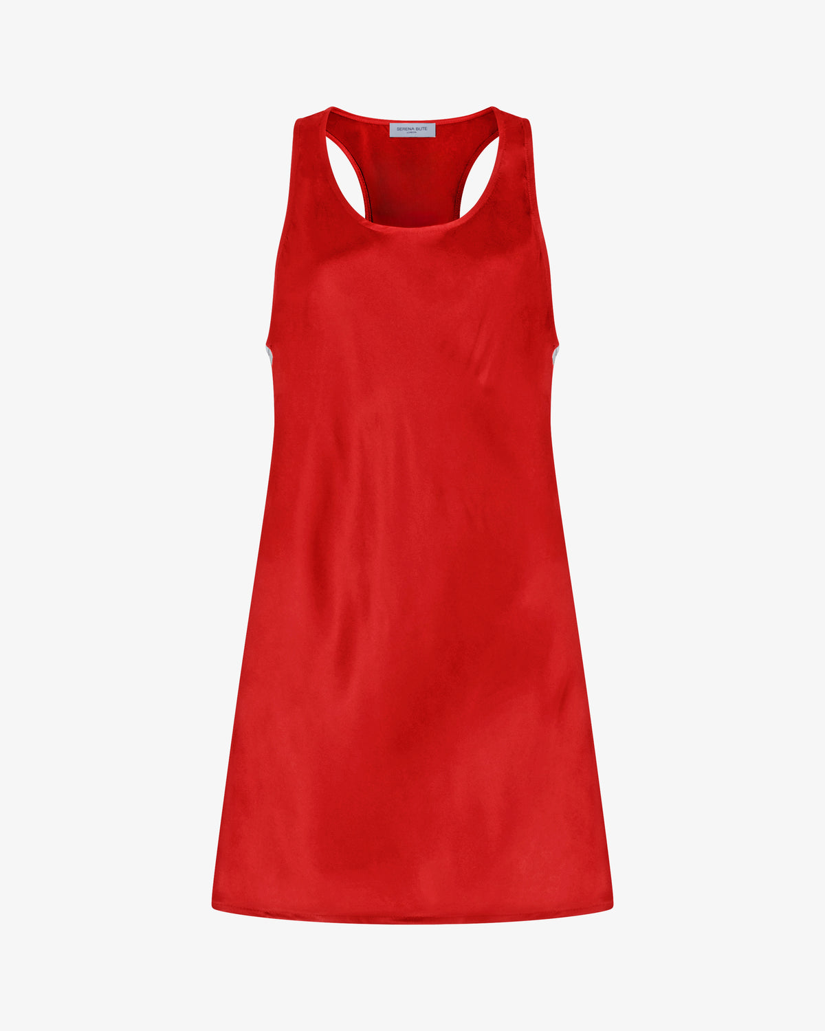 Satin Racer Mini Tank Dress - Retro Red