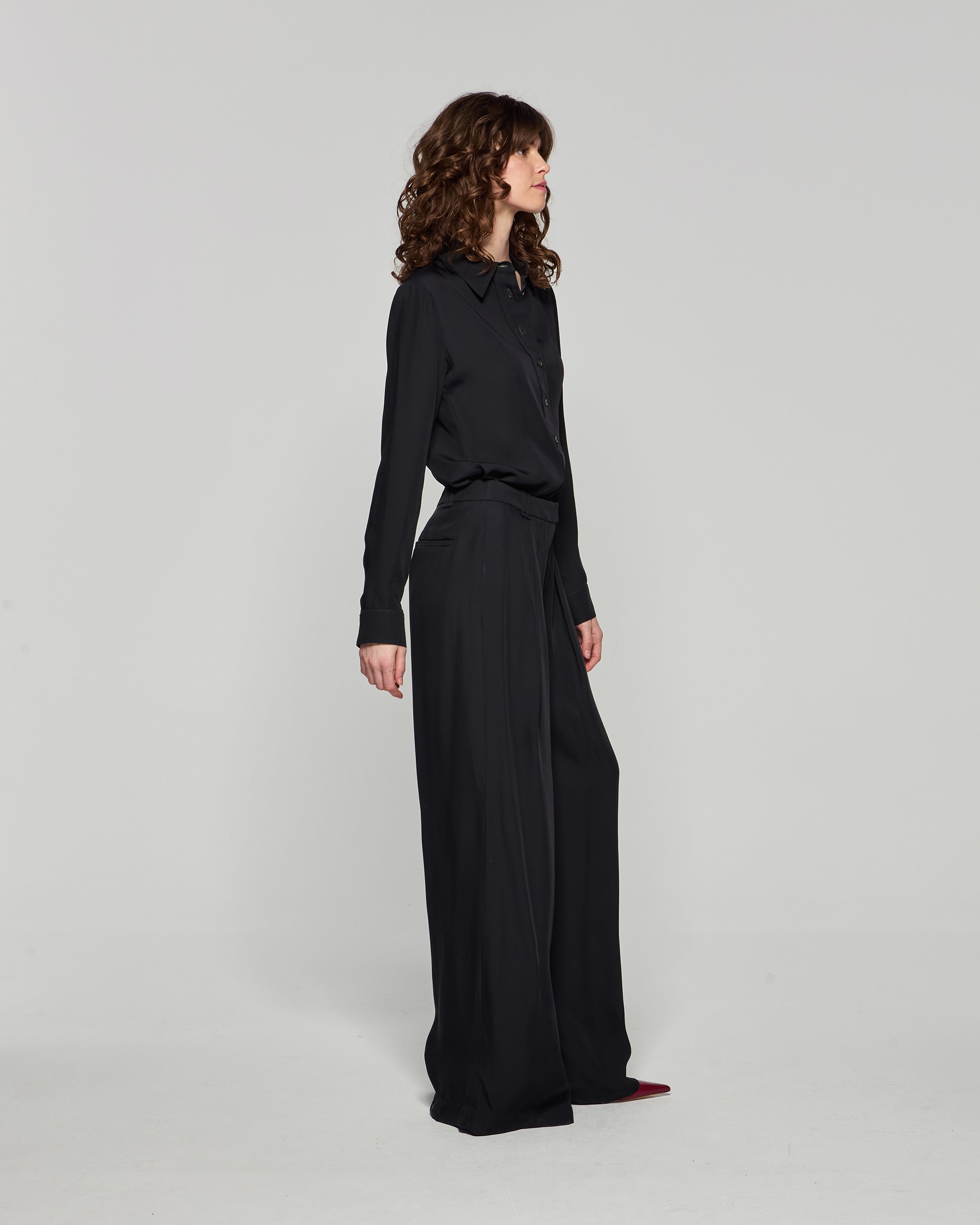 Relaxed Wide Leg Trouser - Black