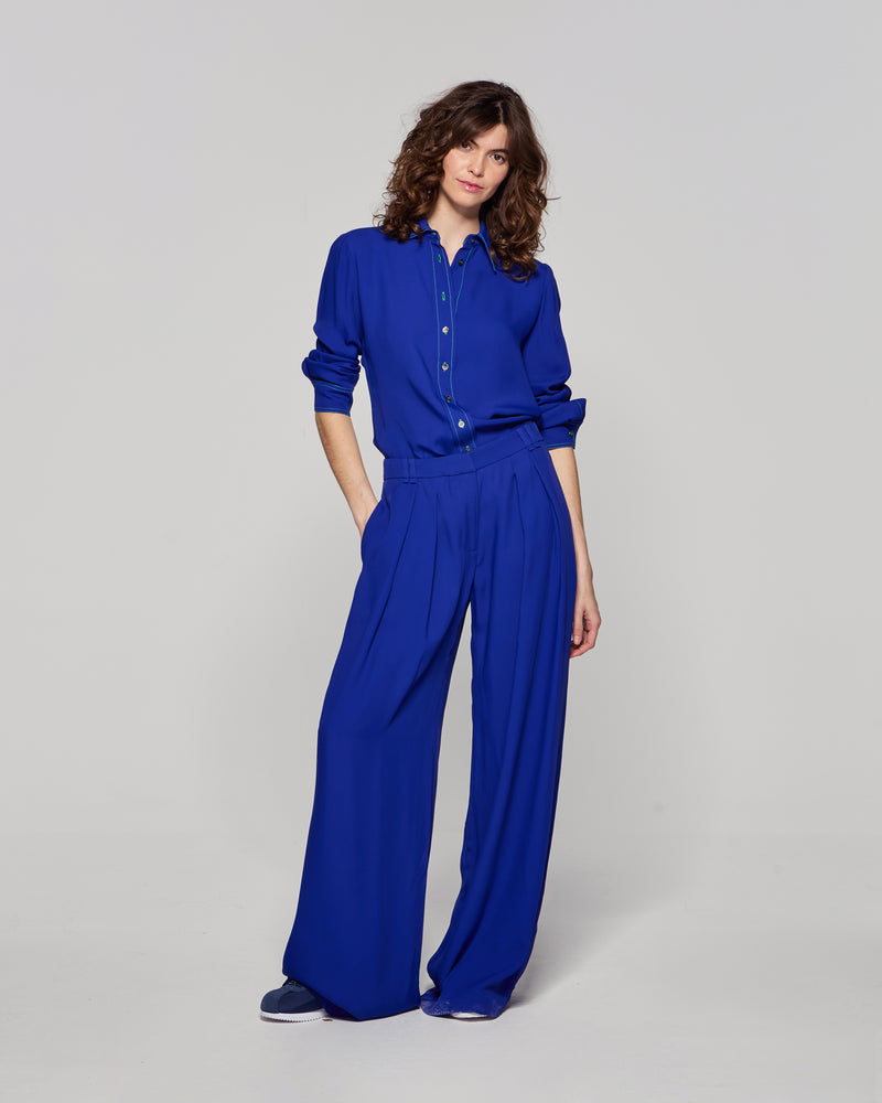 Relaxed Wide Leg Trouser - Cobalt Blue picture #1