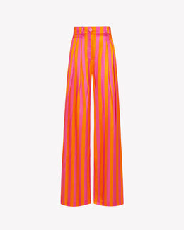 Relaxed Wide Leg Trouser - Pink/Orange Stripe