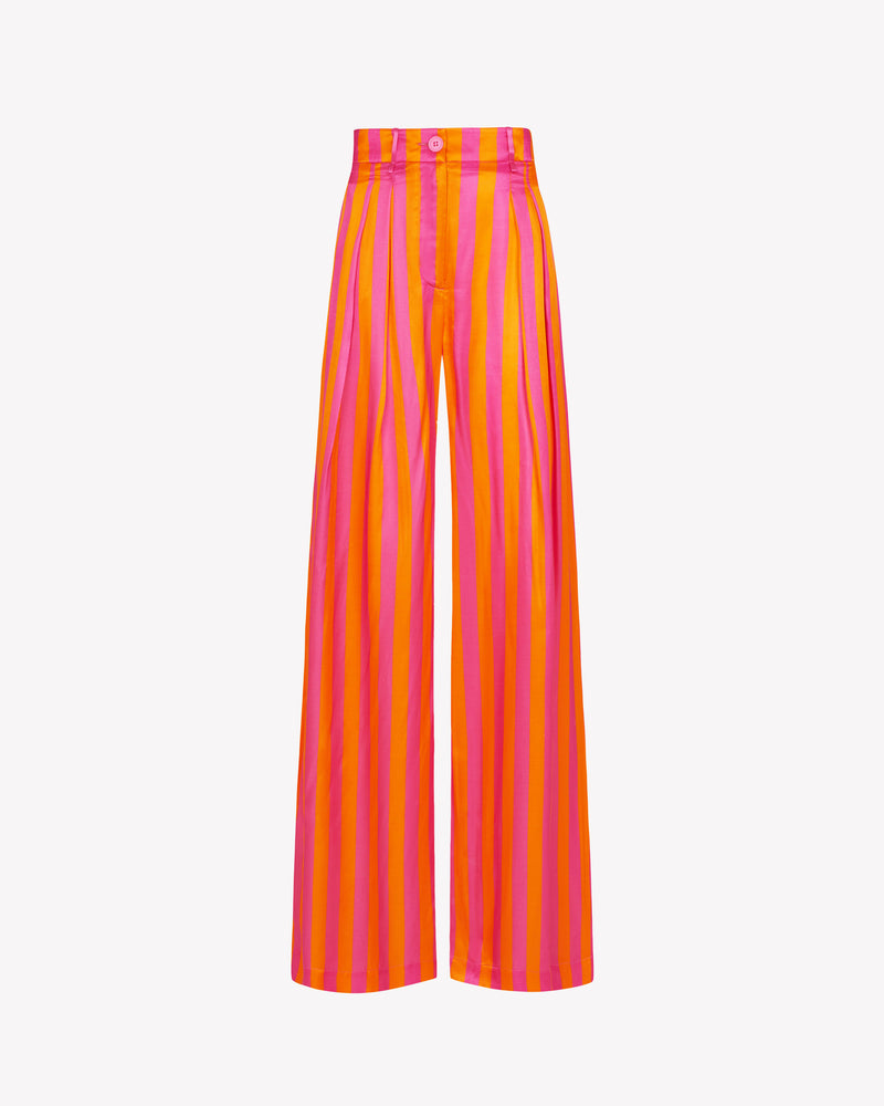 Relaxed Wide Leg Trouser - Pink/Orange Stripe picture #1