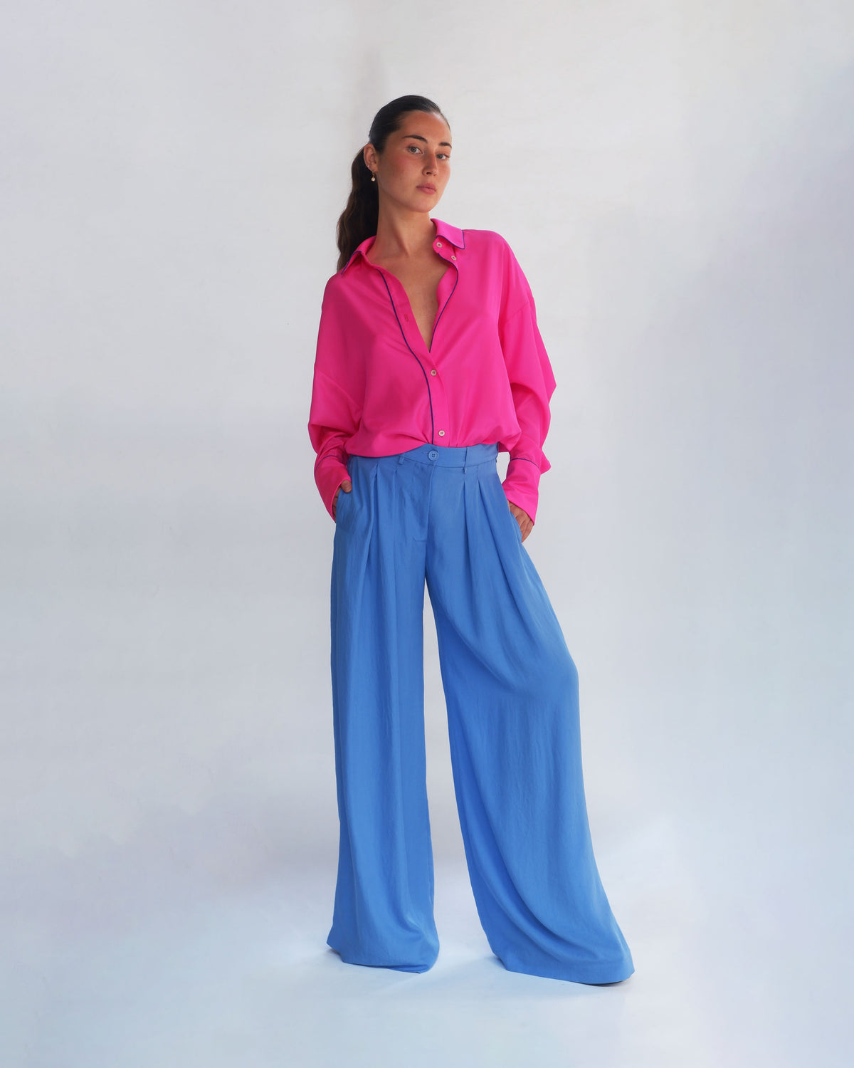Piped Oversized Shirt - Neon Pink SERENA BUTE
