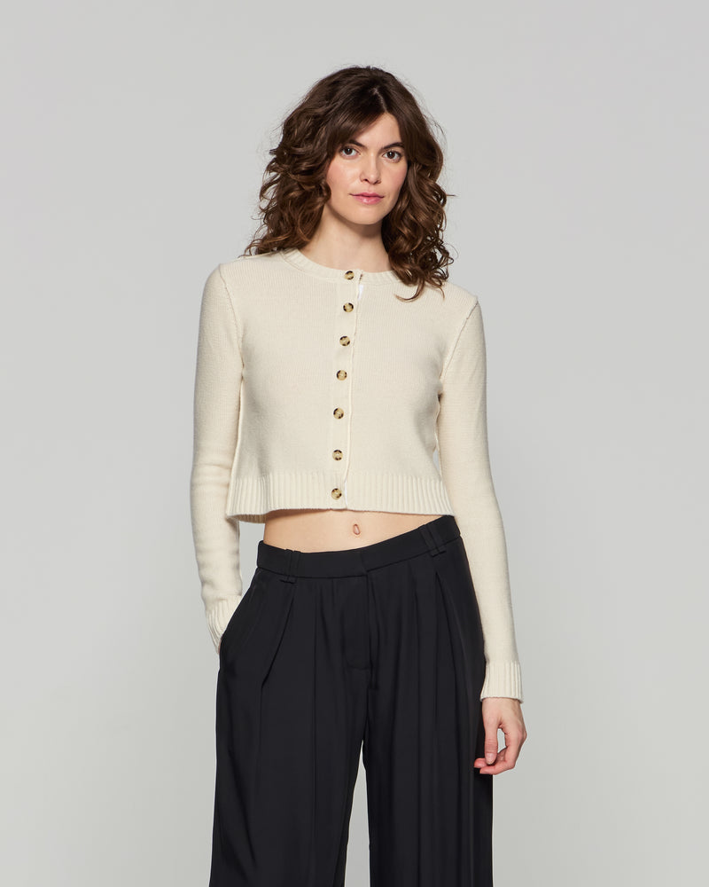 Round Neck Cardigan - Cream picture #3