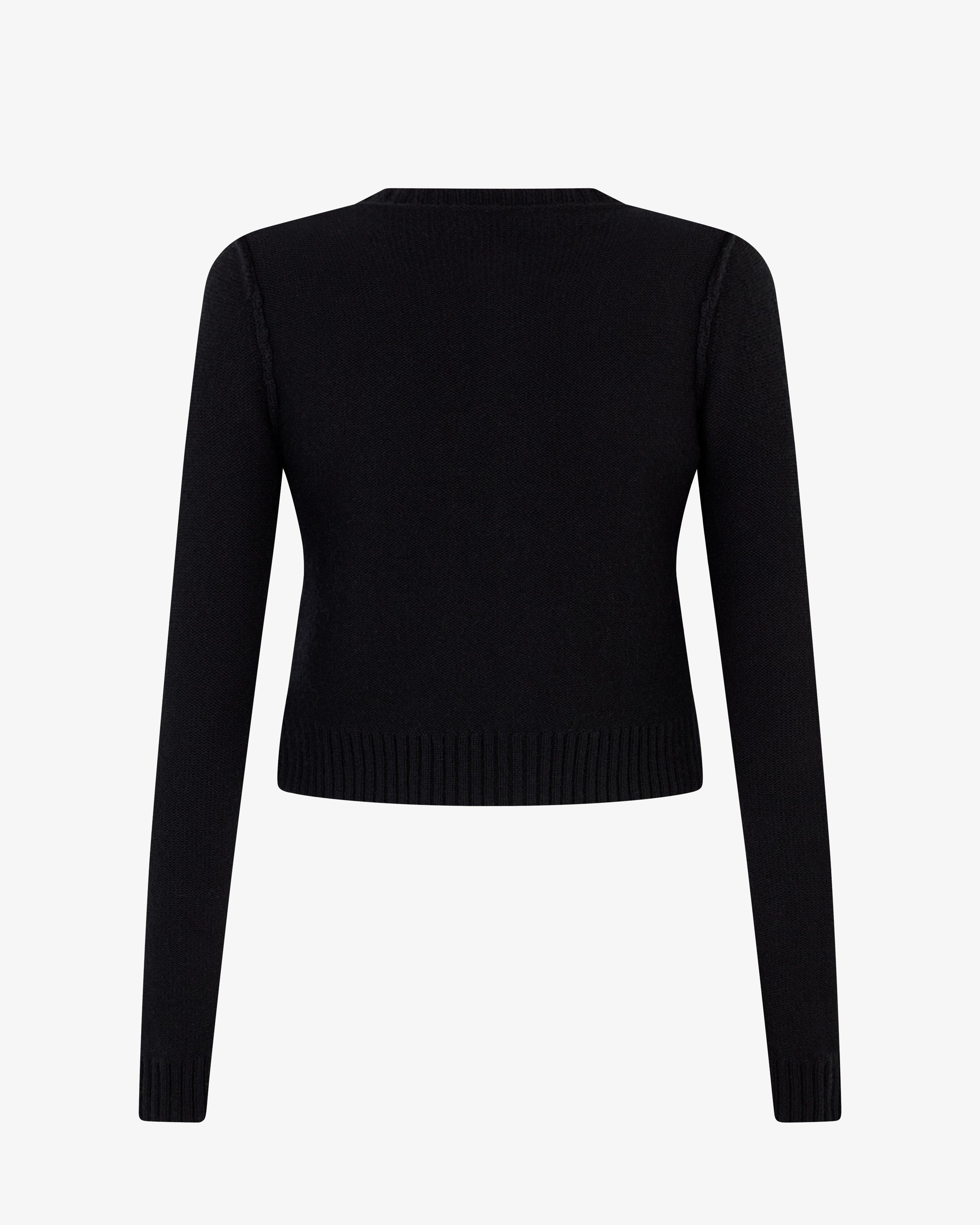 Round Neck Cardigan - Black