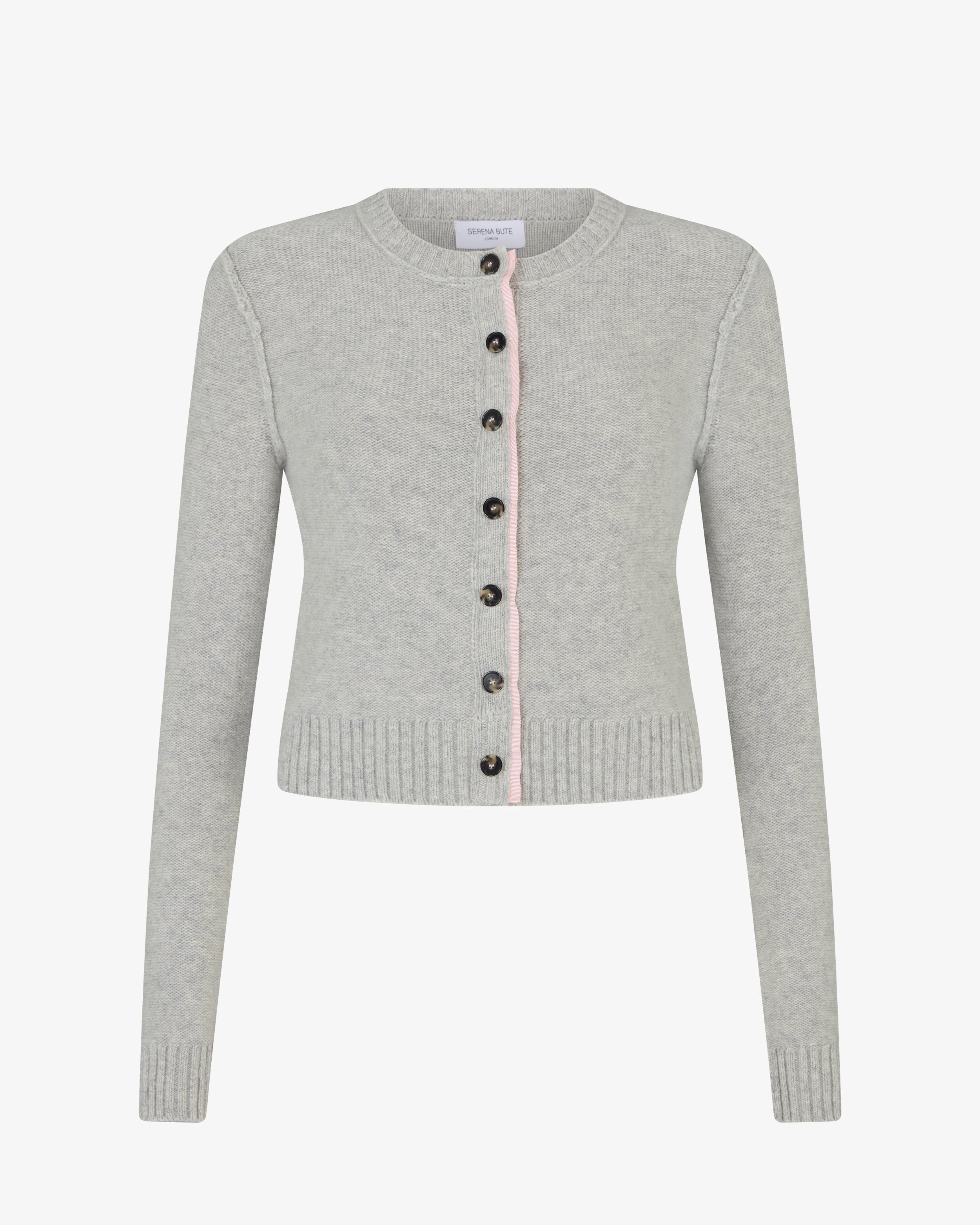 Round Neck Cardigan - Light Grey