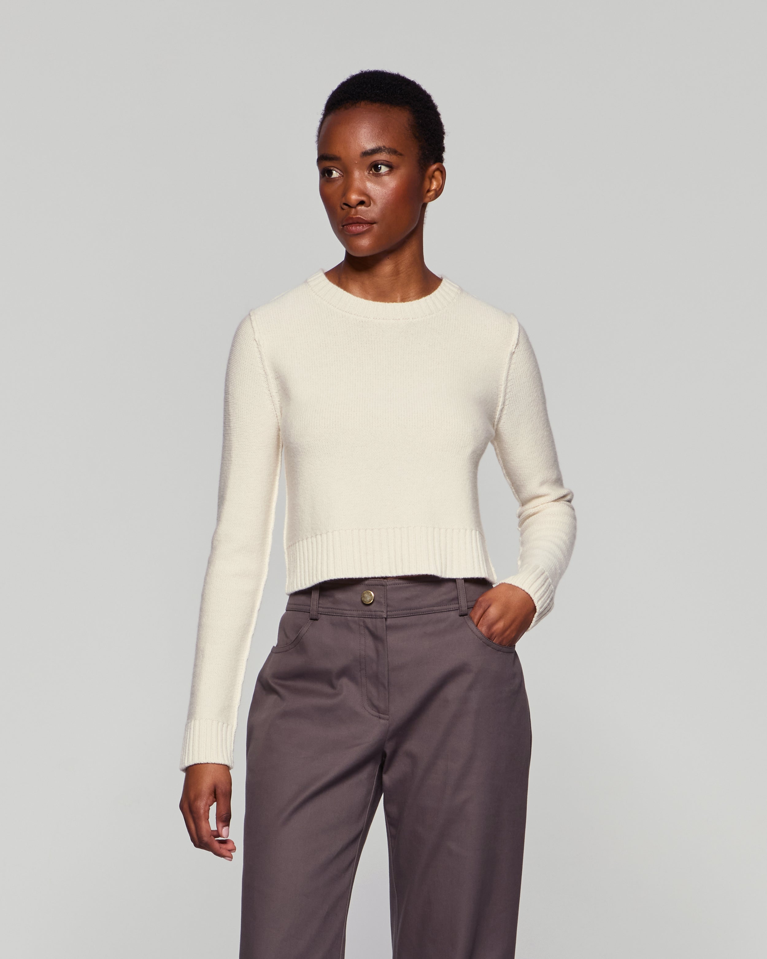 Round Neck Jumper - Cream