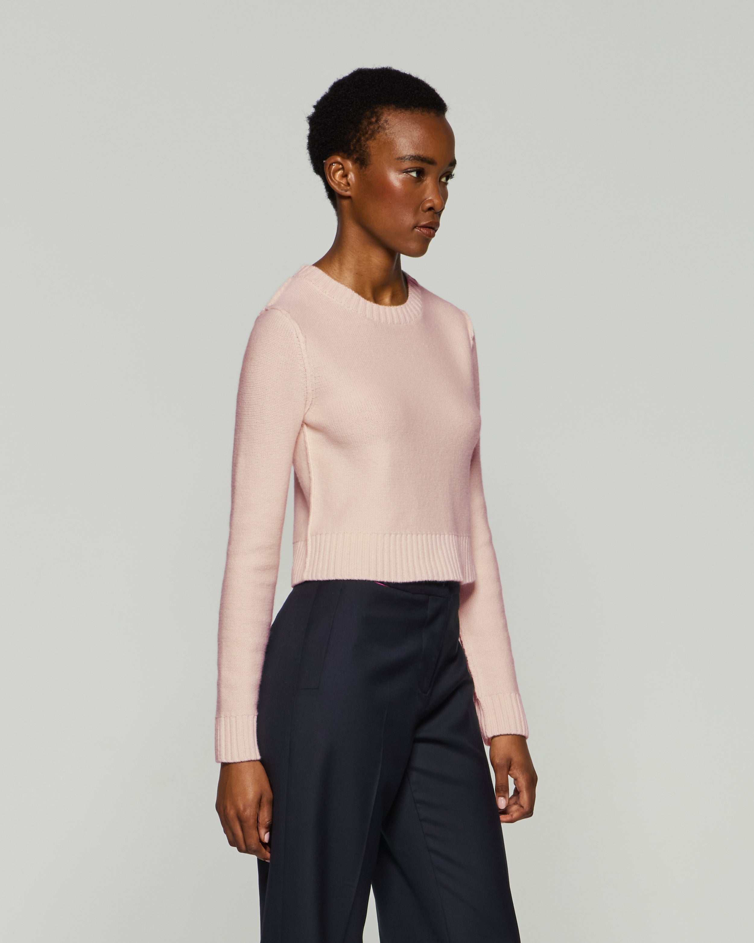 Round Neck Jumper - Pale Pink