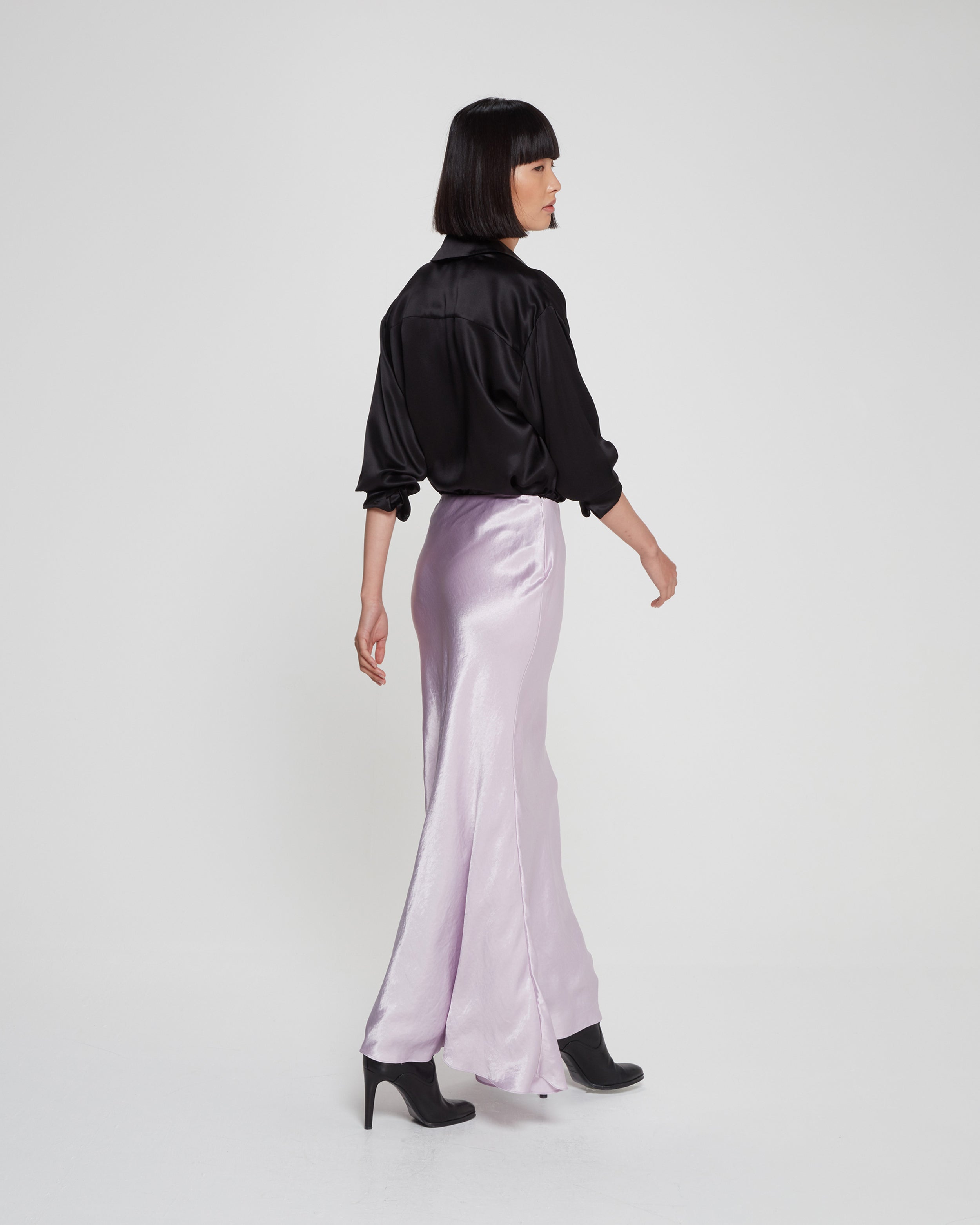 Mauve satin 2024 maxi skirt