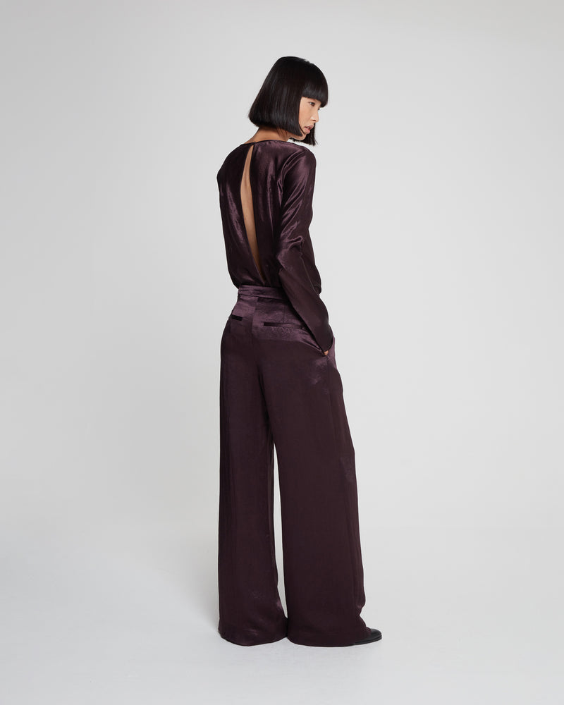Satin Evening Trouser - Maroon picture #3