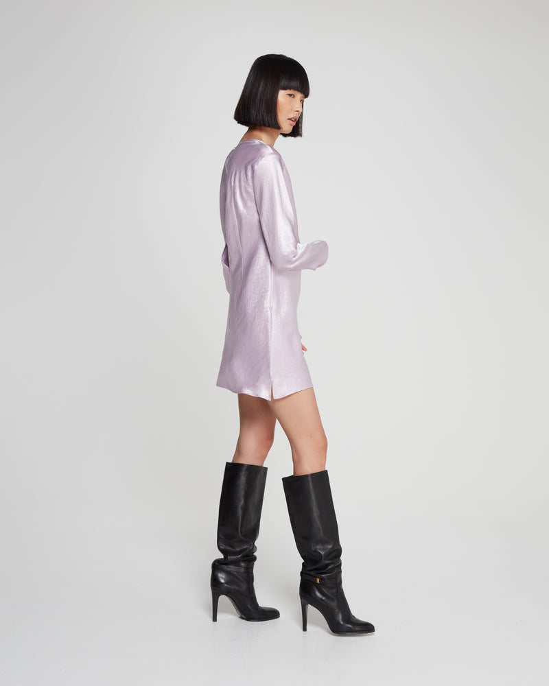 Satin Long Sleeve Mini Dress - Soft Lilac picture #4
