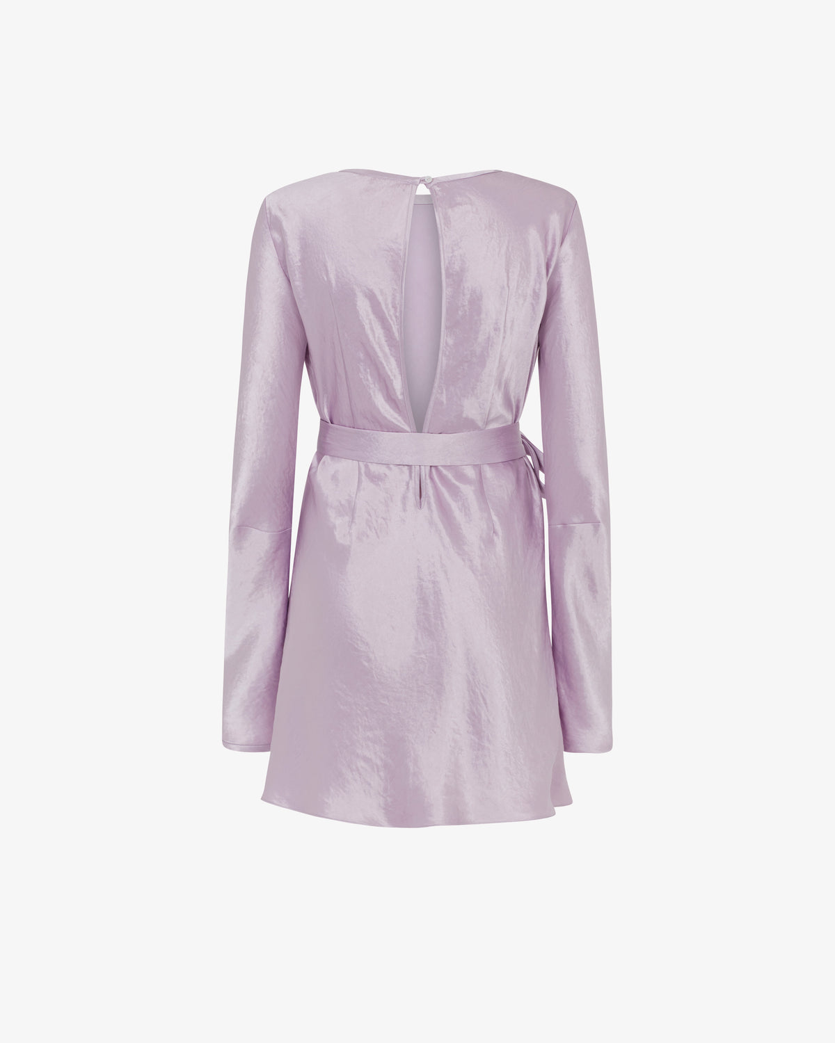 Satin Long Sleeve Mini Dress - Soft Lilac