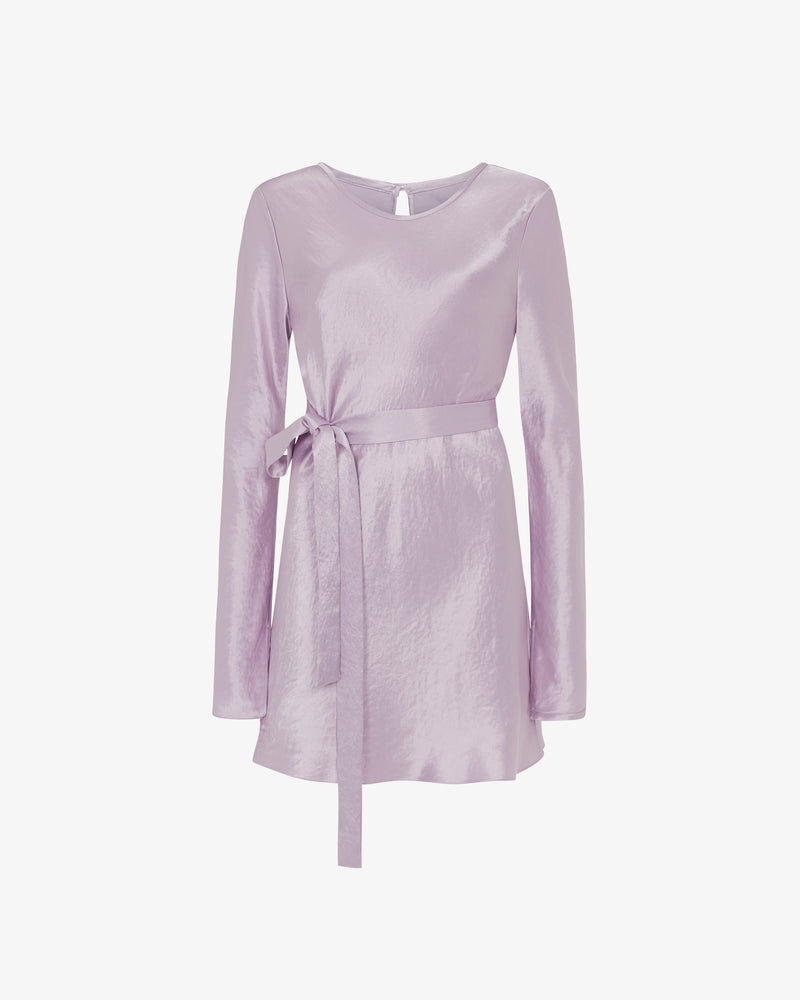 Satin Long Sleeve Mini Dress - Soft Lilac picture #2