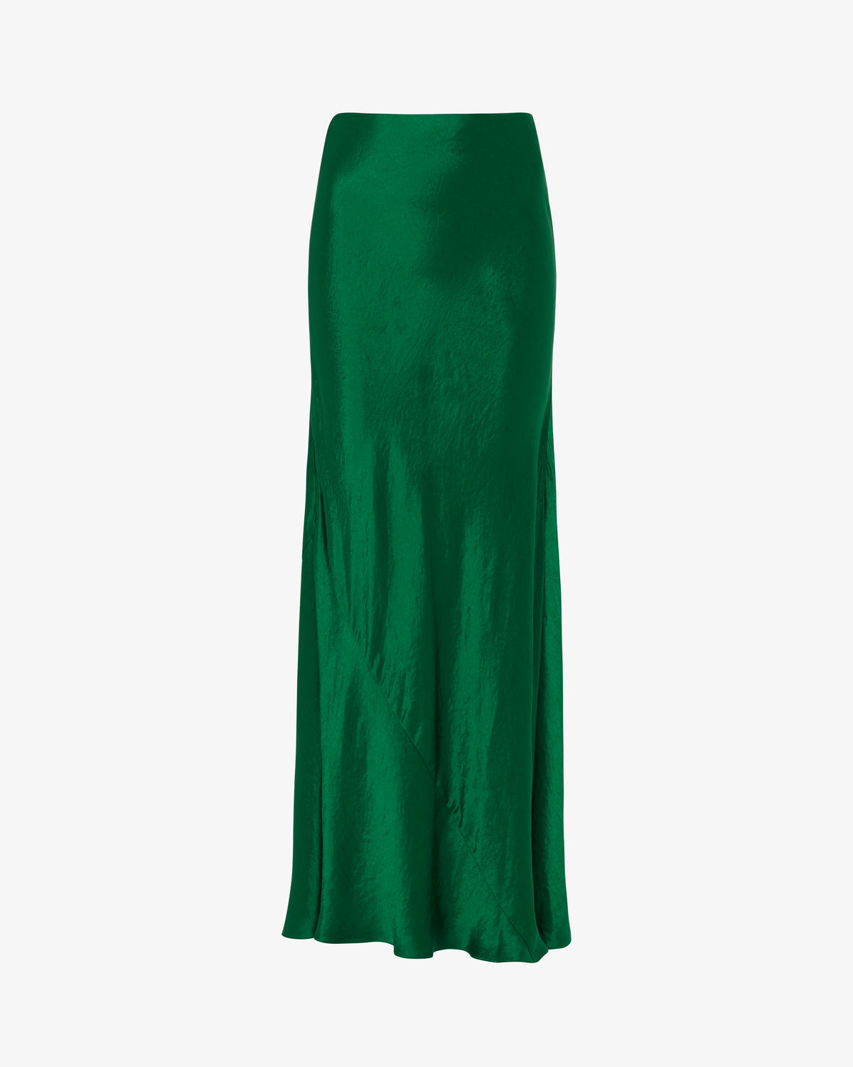Satin Bias Maxi Skirt - Green