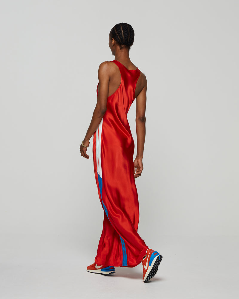 Satin Racer Tank Dress - Retro Red picture #4