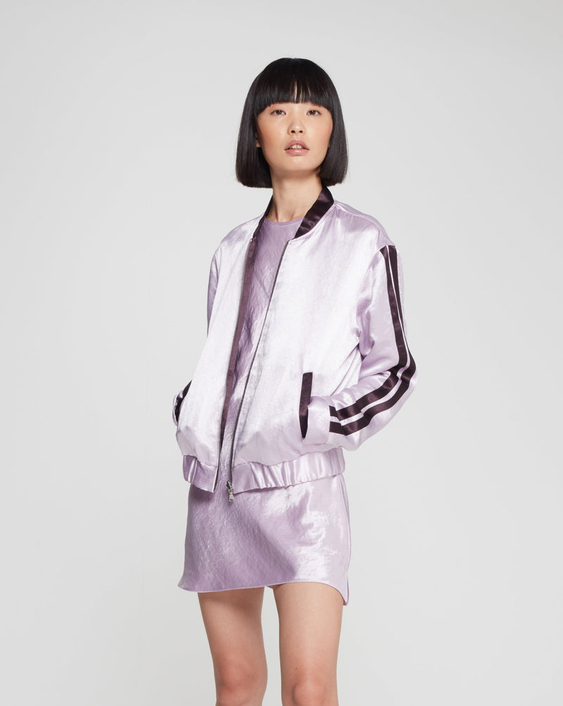 Satin Reversible Bomber Jacket - Soft Lilac/Maroon picture #1