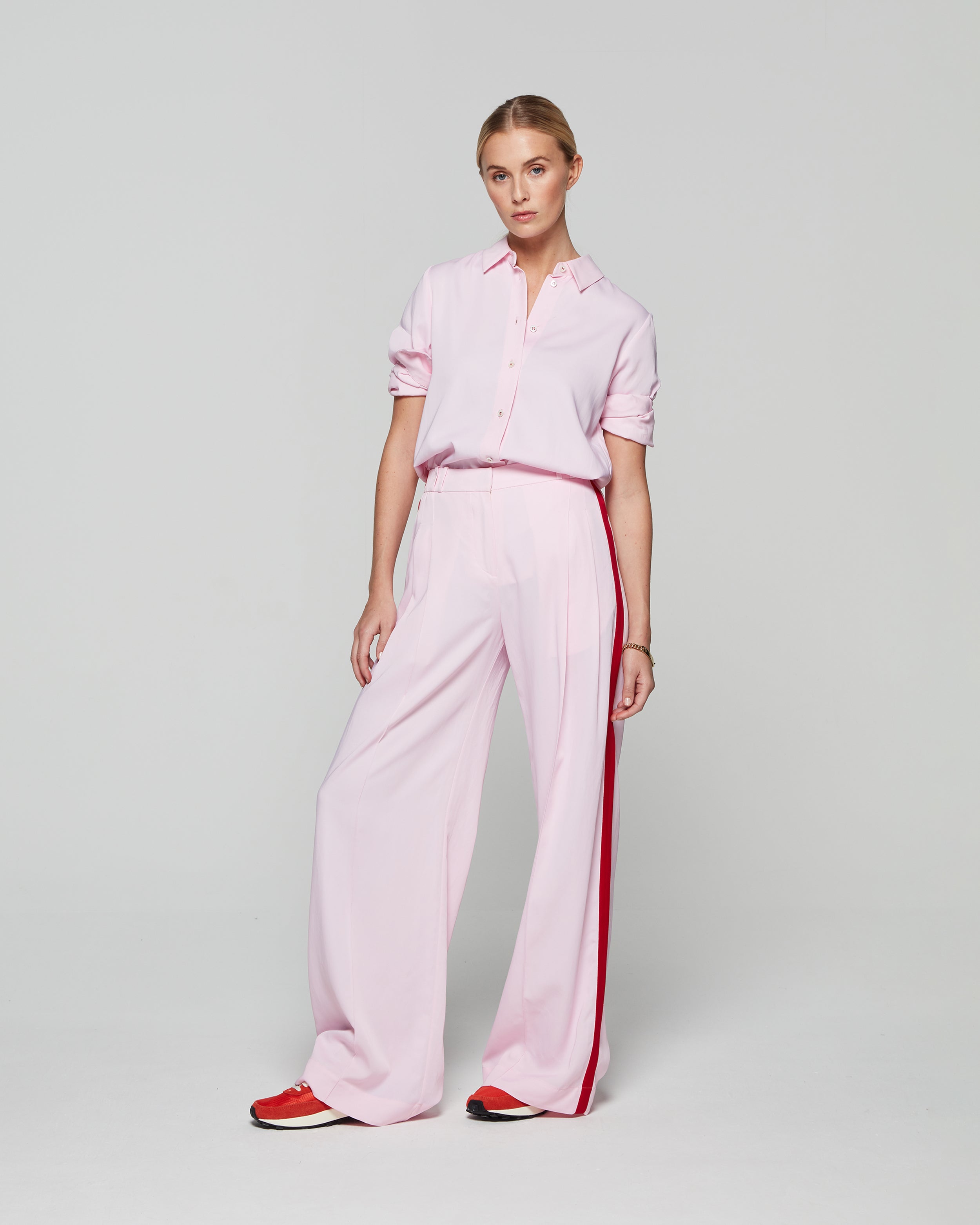 Serena Wide Leg Trouser - Pastel Pink