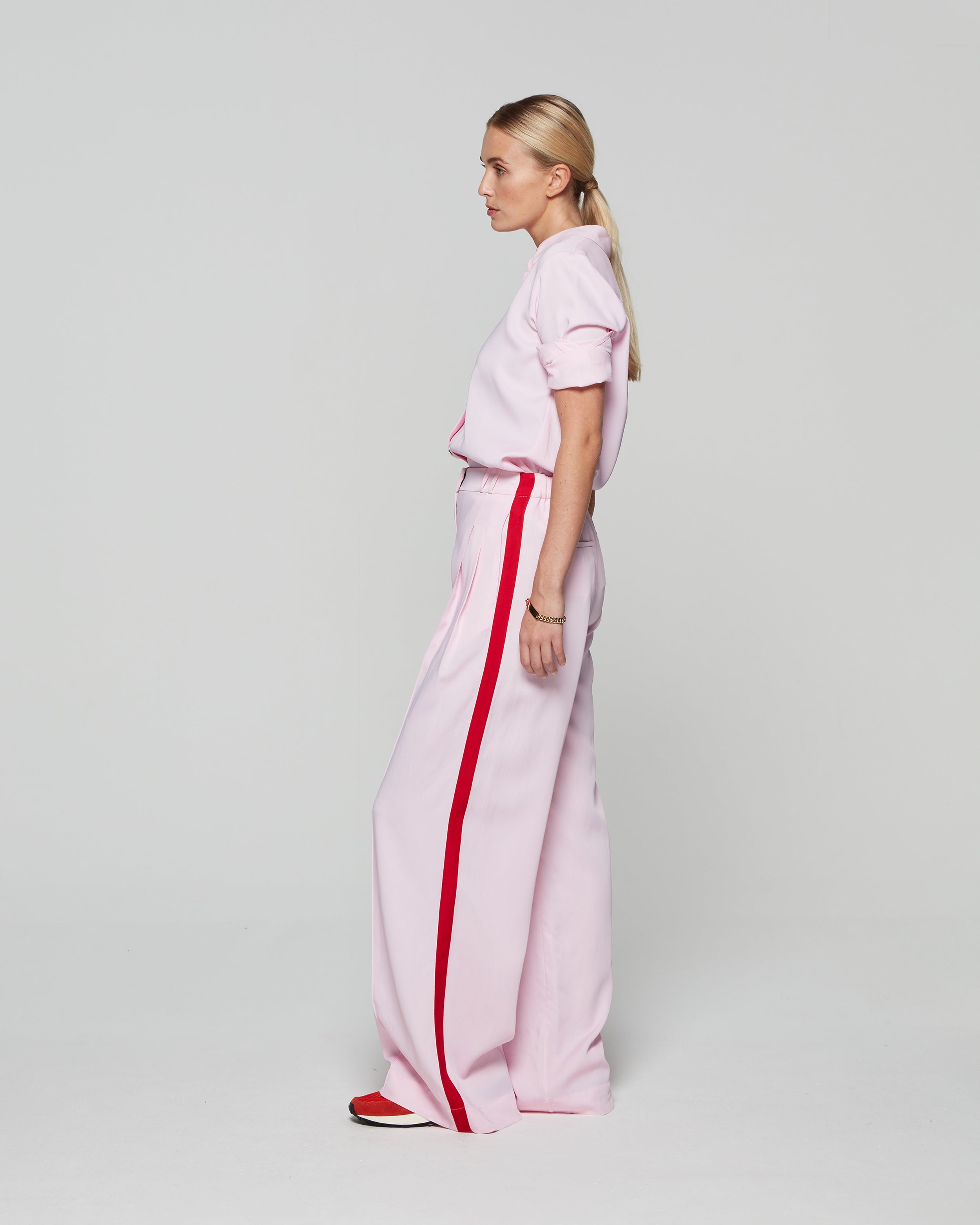 Serena Wide Leg Trouser - Pastel Pink