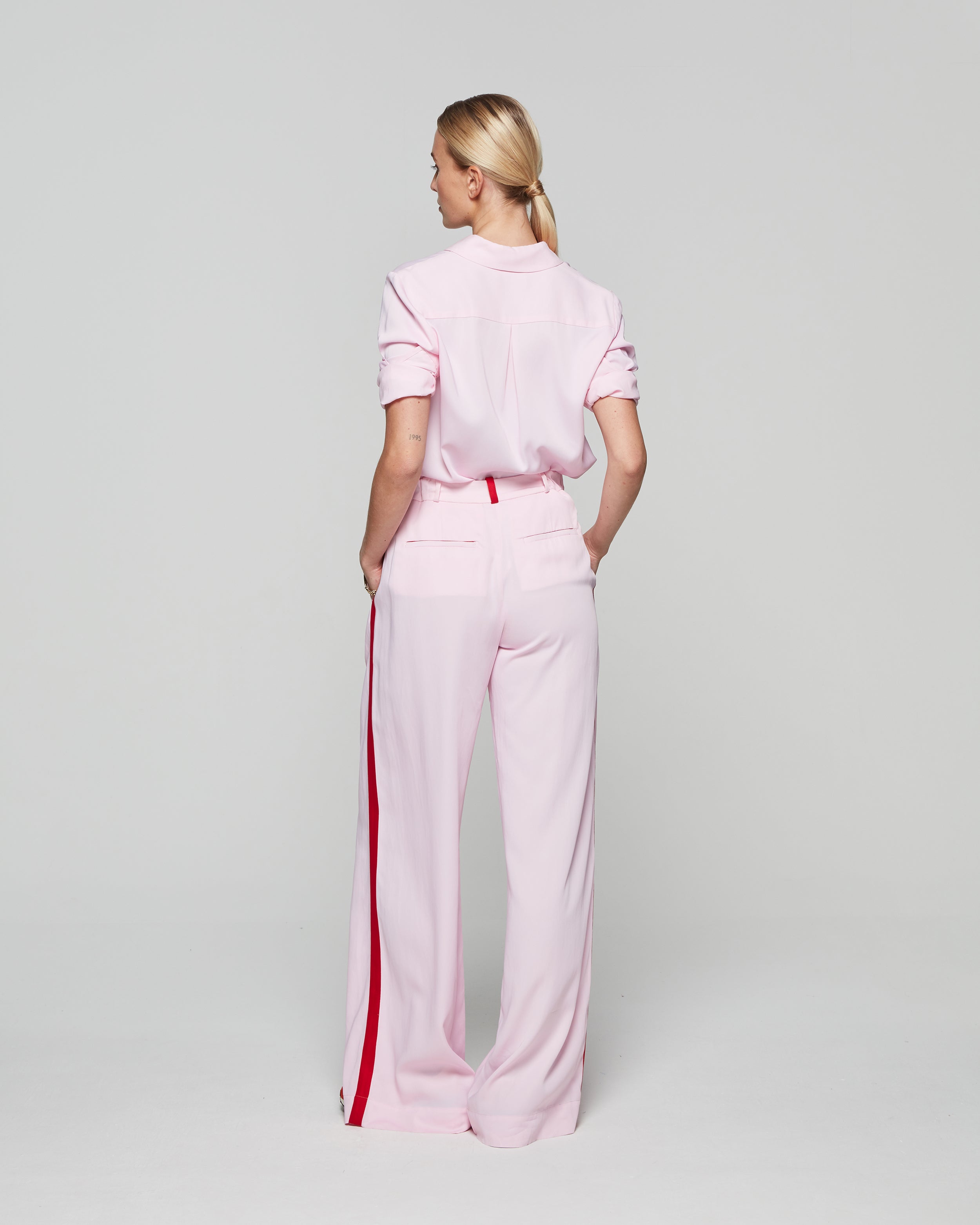 Serena Wide Leg Trouser - Pastel Pink