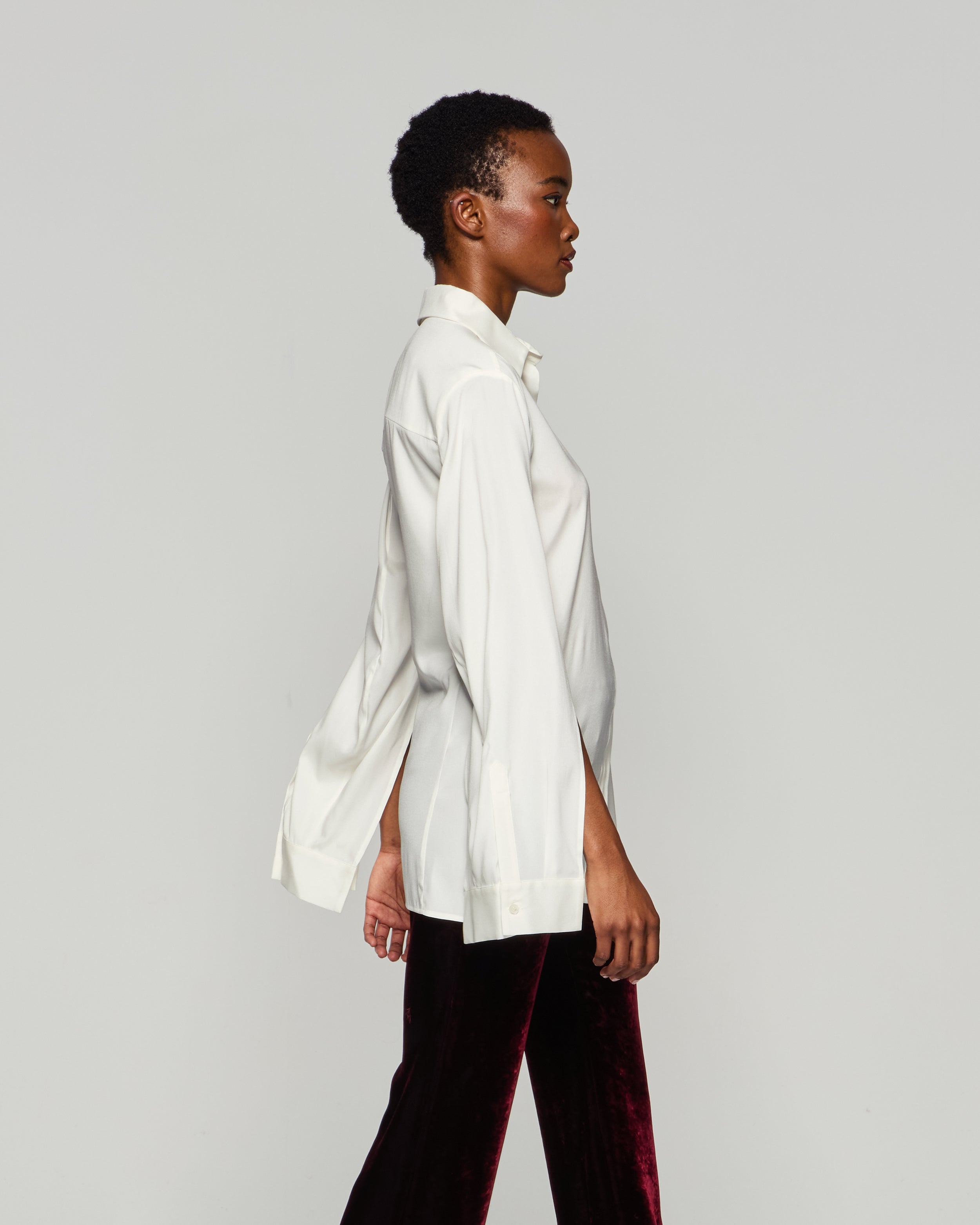 Silk Cape Sleeve Shirt - Cream