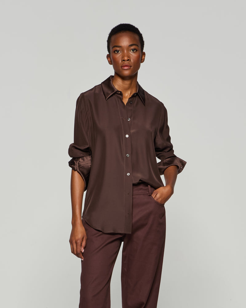 Silk Classic Shirt - Chocolate Brown picture #1