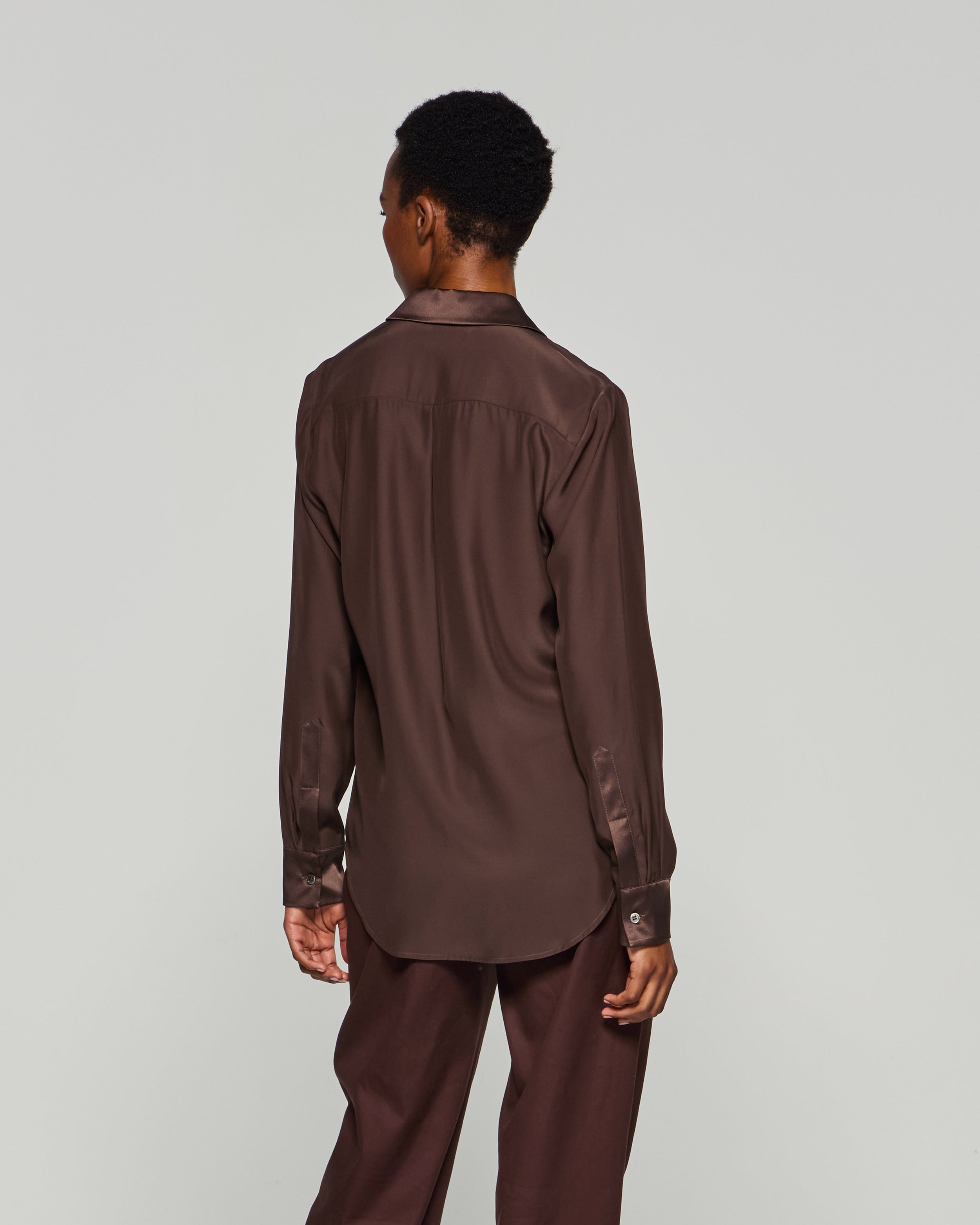 Silk Classic Shirt - Chocolate Brown