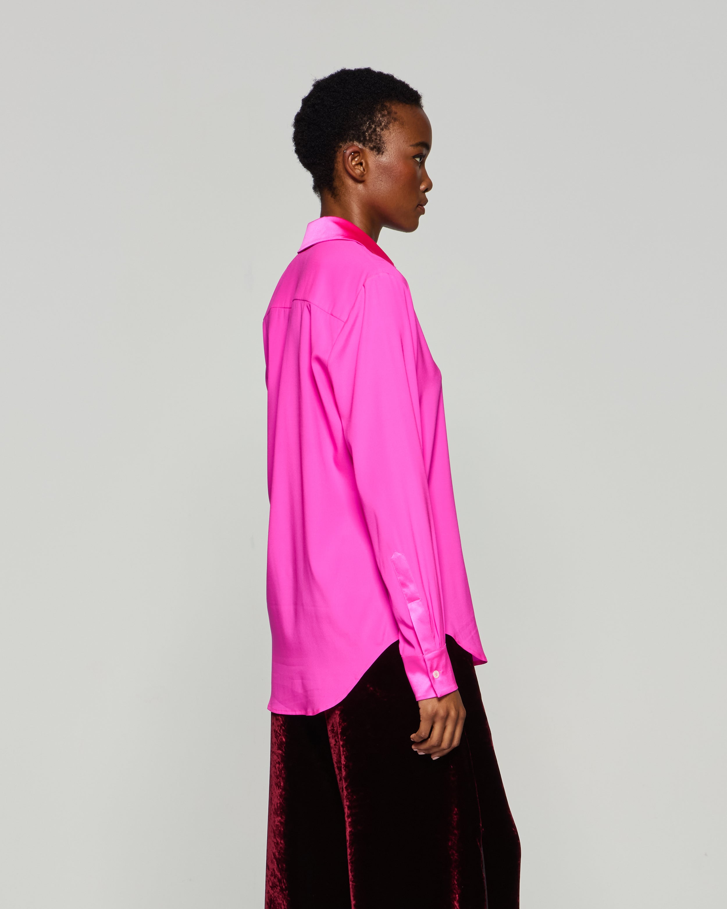 Silk Classic Shirt - Neon Pink