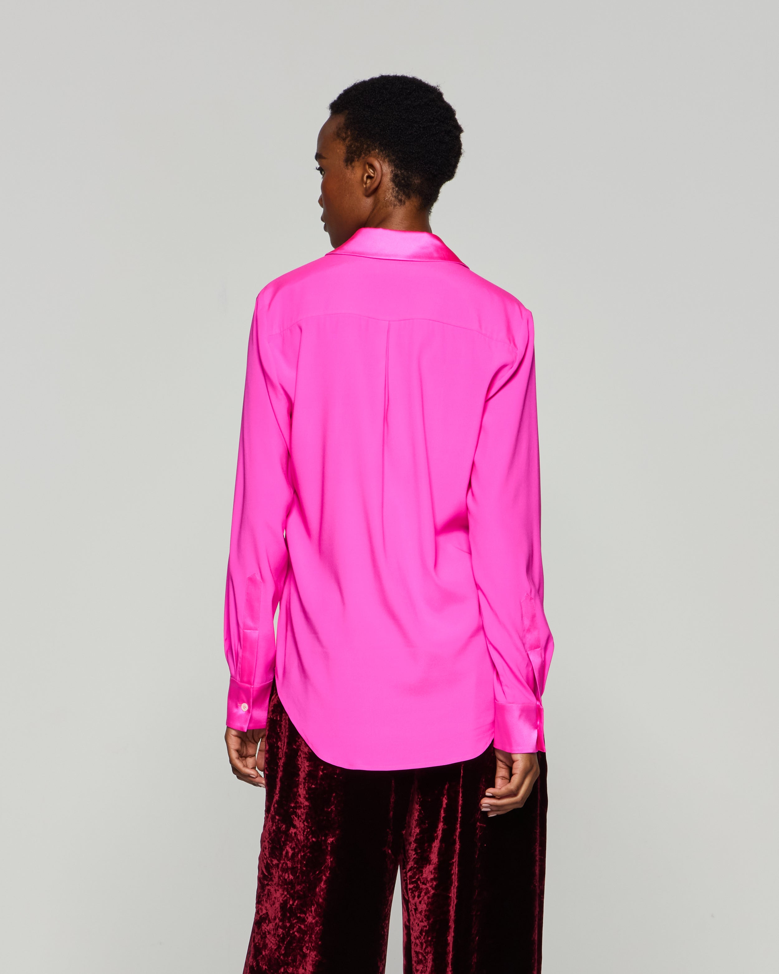 Silk Classic Shirt - Neon Pink