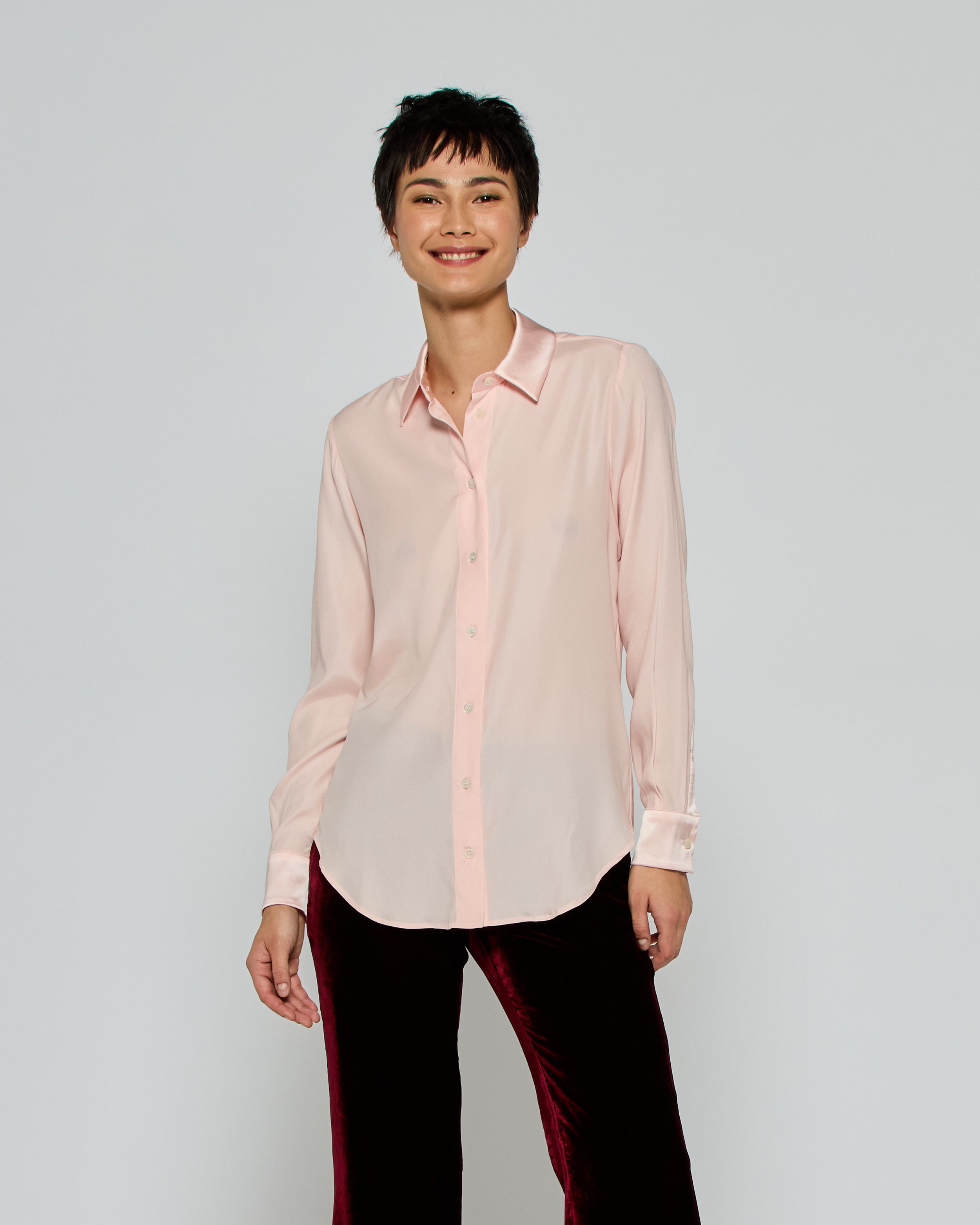 Silk Classic Shirt - Pale Pink