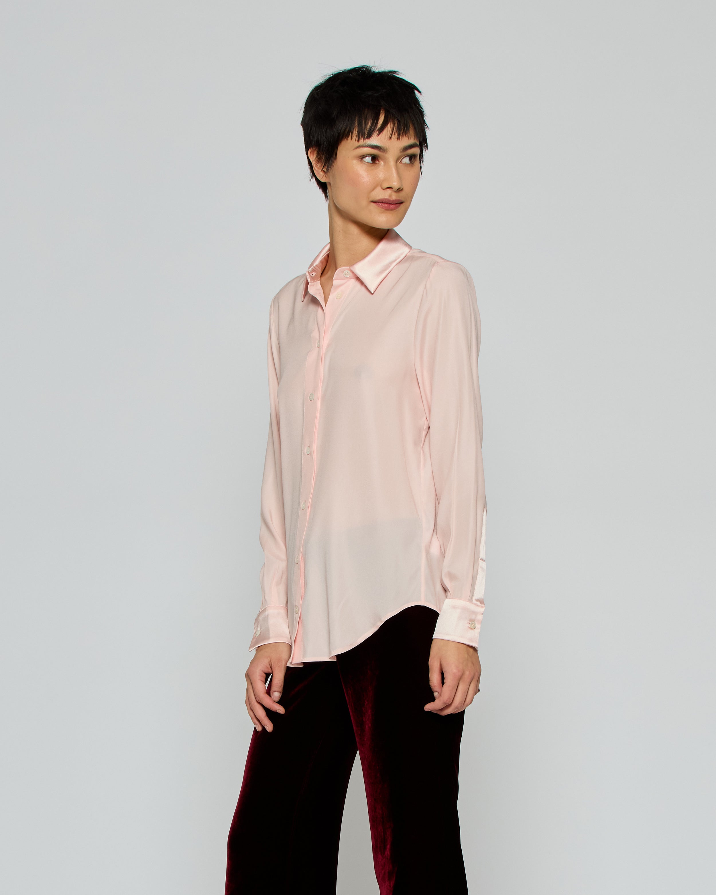 Silk Classic Shirt - Pale Pink