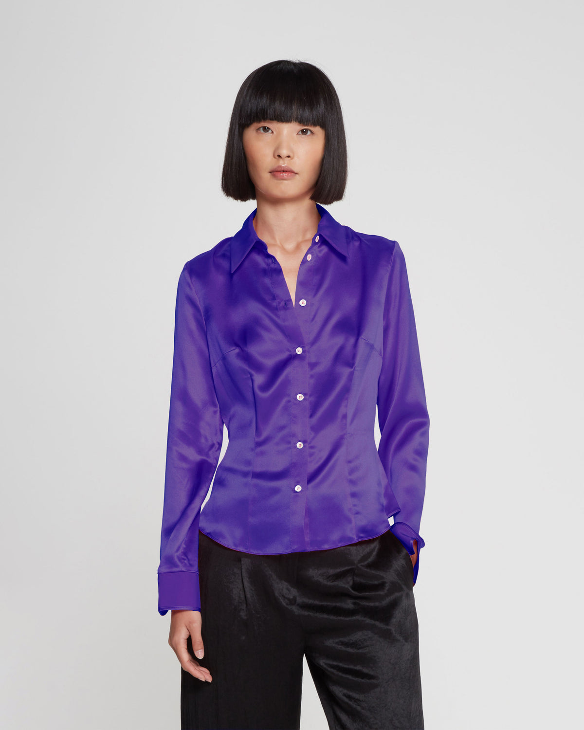 Silk Fitted Shirt - Amethyst Purple SERENA BUTE