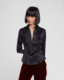 Silk Fitted Shirt - Black