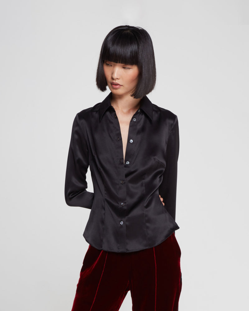 Silk Fitted Shirt - Black picture #1