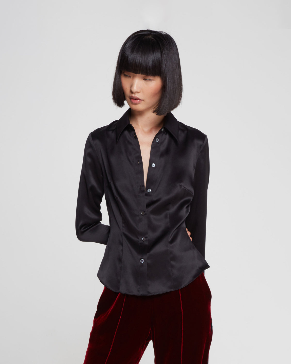 Silk Fitted Shirt - Black SERENA BUTE