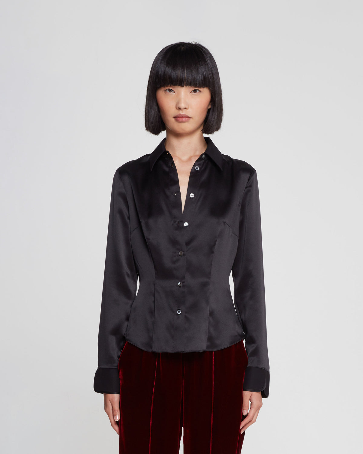 Silk Fitted Shirt - Black SERENA BUTE