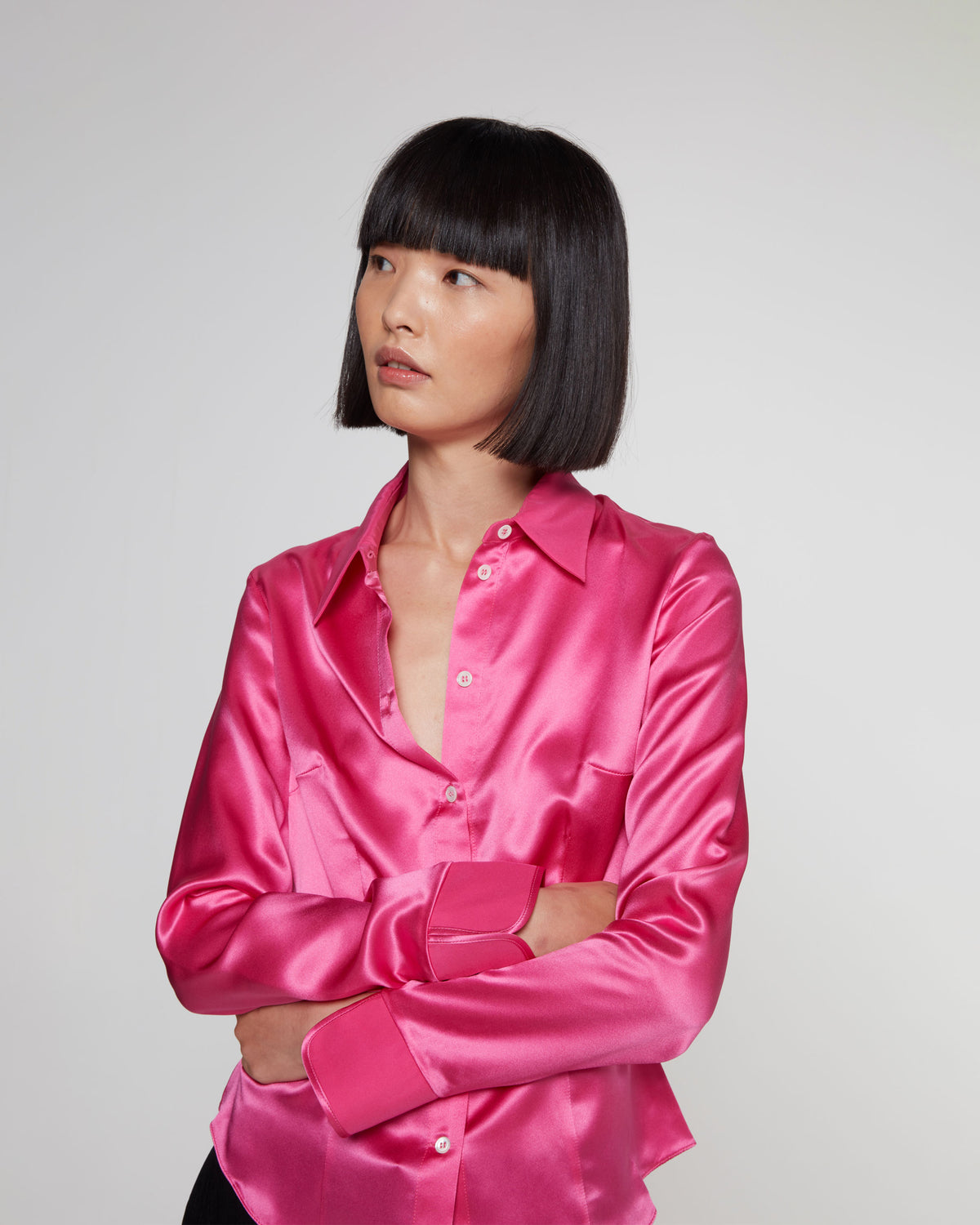 Silk Fitted Shirt - Pink SERENA BUTE