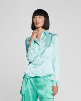 Silk Fitted Shirt - Seafoam Green