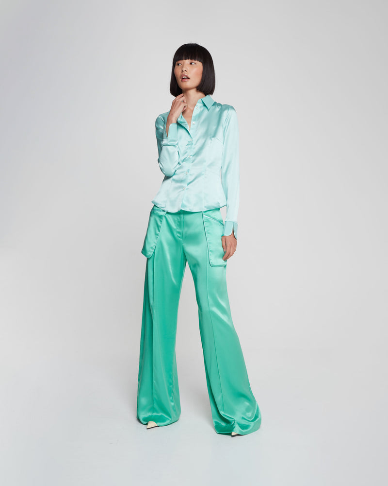 Silk Fitted Shirt - Seafoam Green picture #3