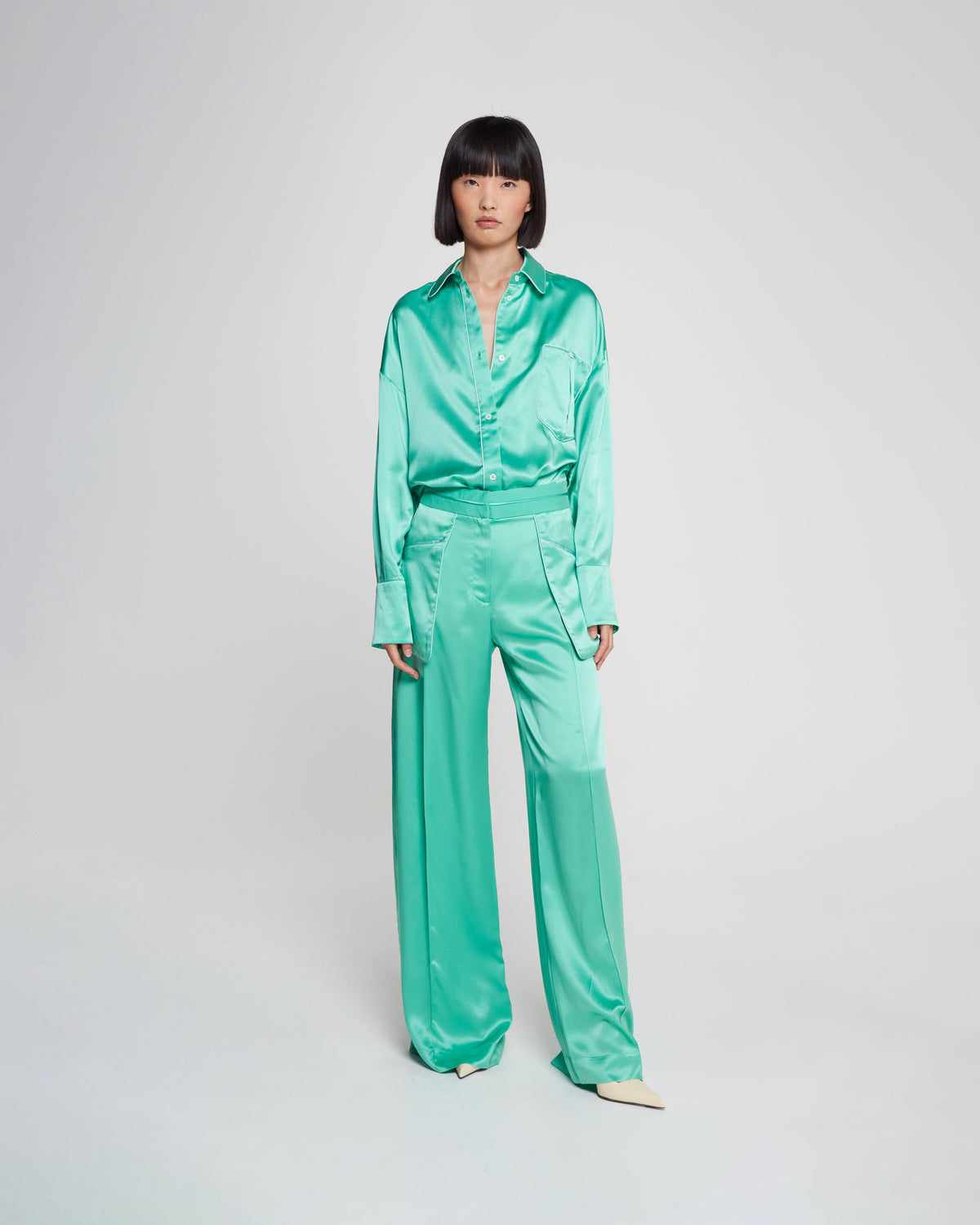 Silk Inside Out Trouser - Emerald Green SERENA BUTE