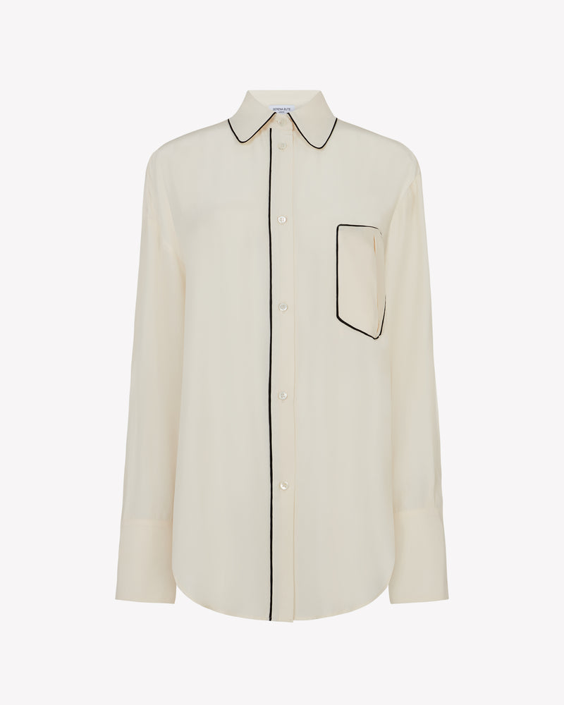 Silk Piped Oversized Shirt - Pearl picture #2