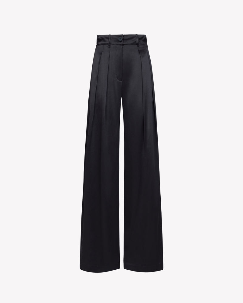 Silk Relaxed Wide Leg Trouser - Black picture #2