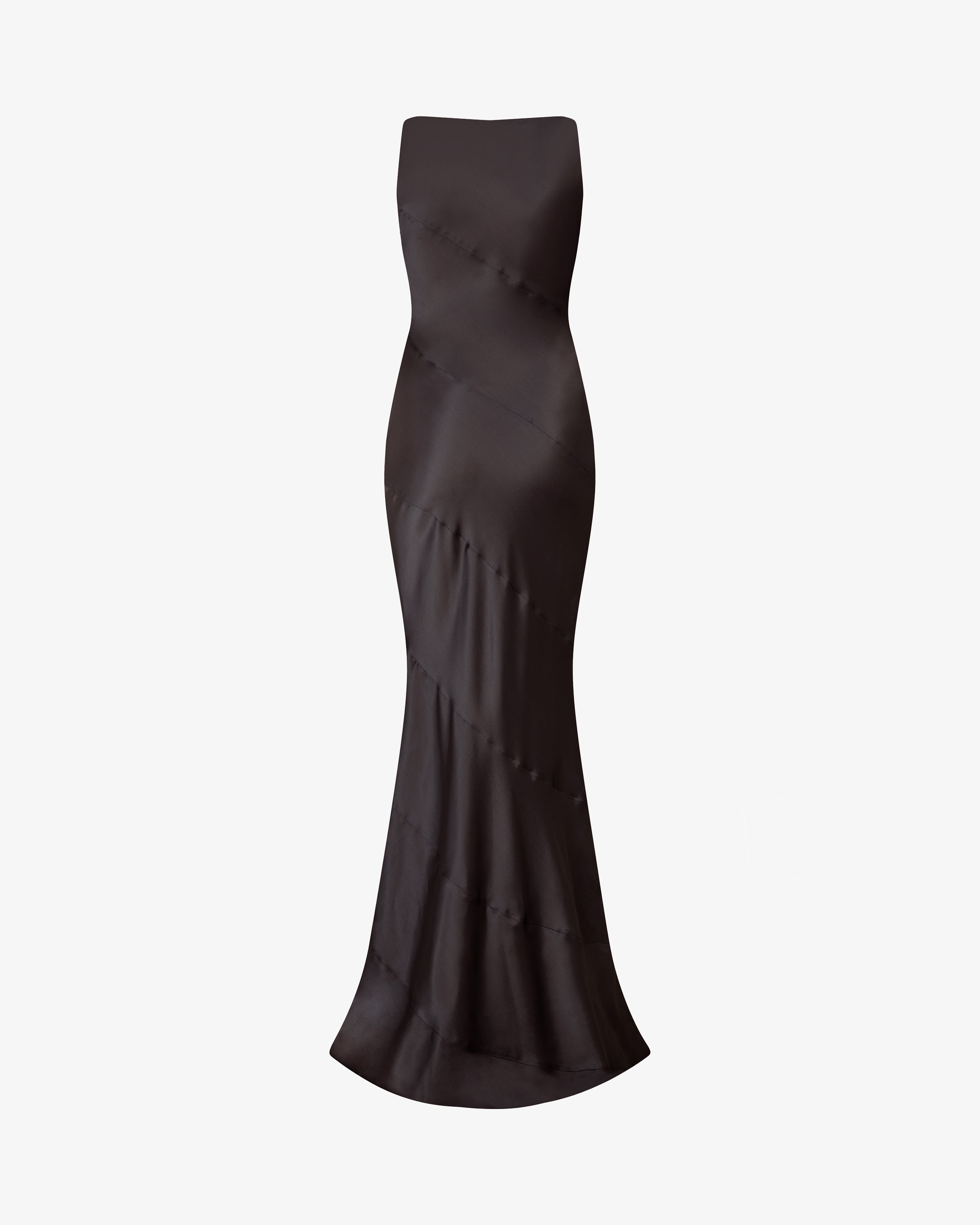 Silk Spiral Evening Dress - Dark Brown