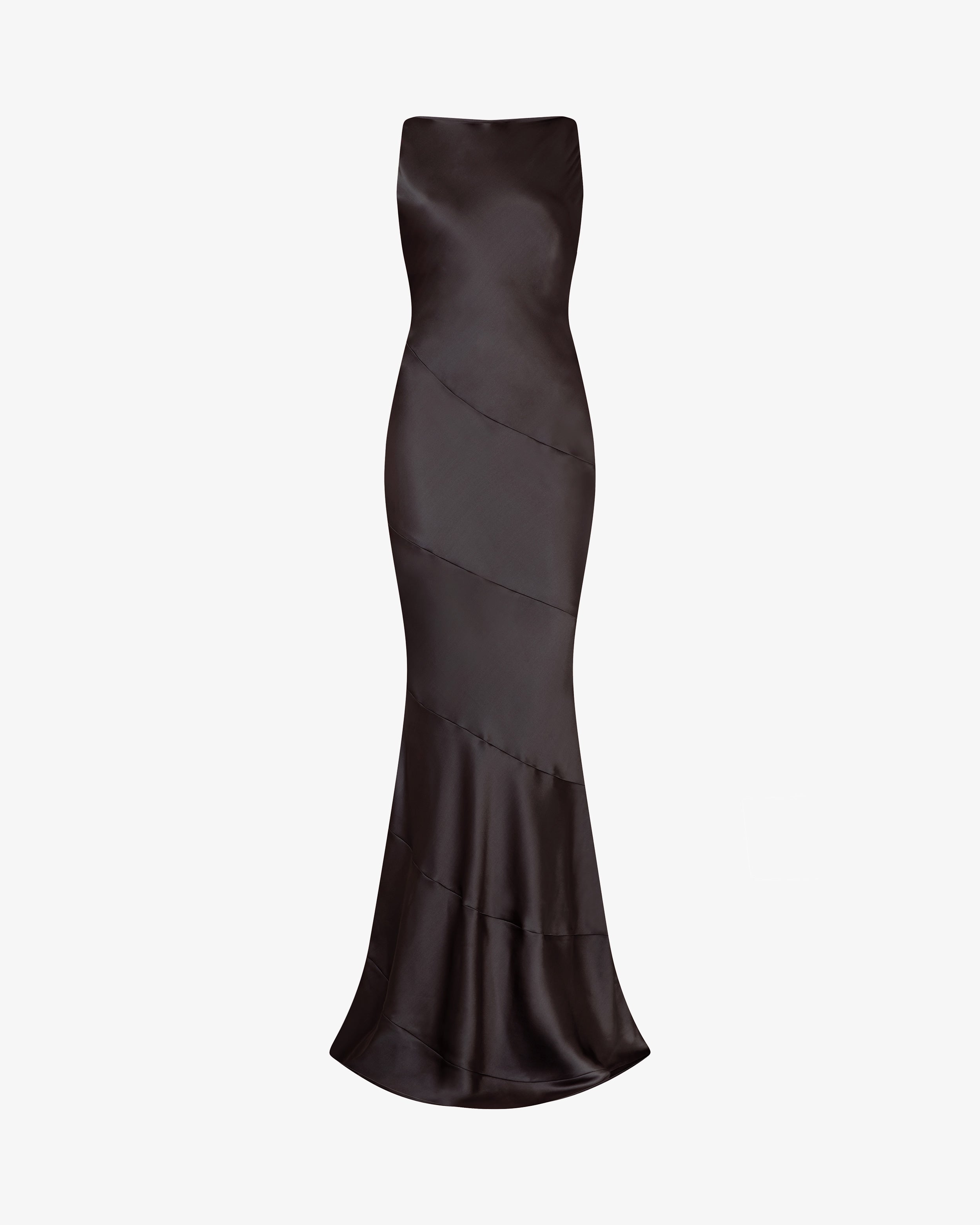 Silk Spiral Evening Dress - Dark Brown